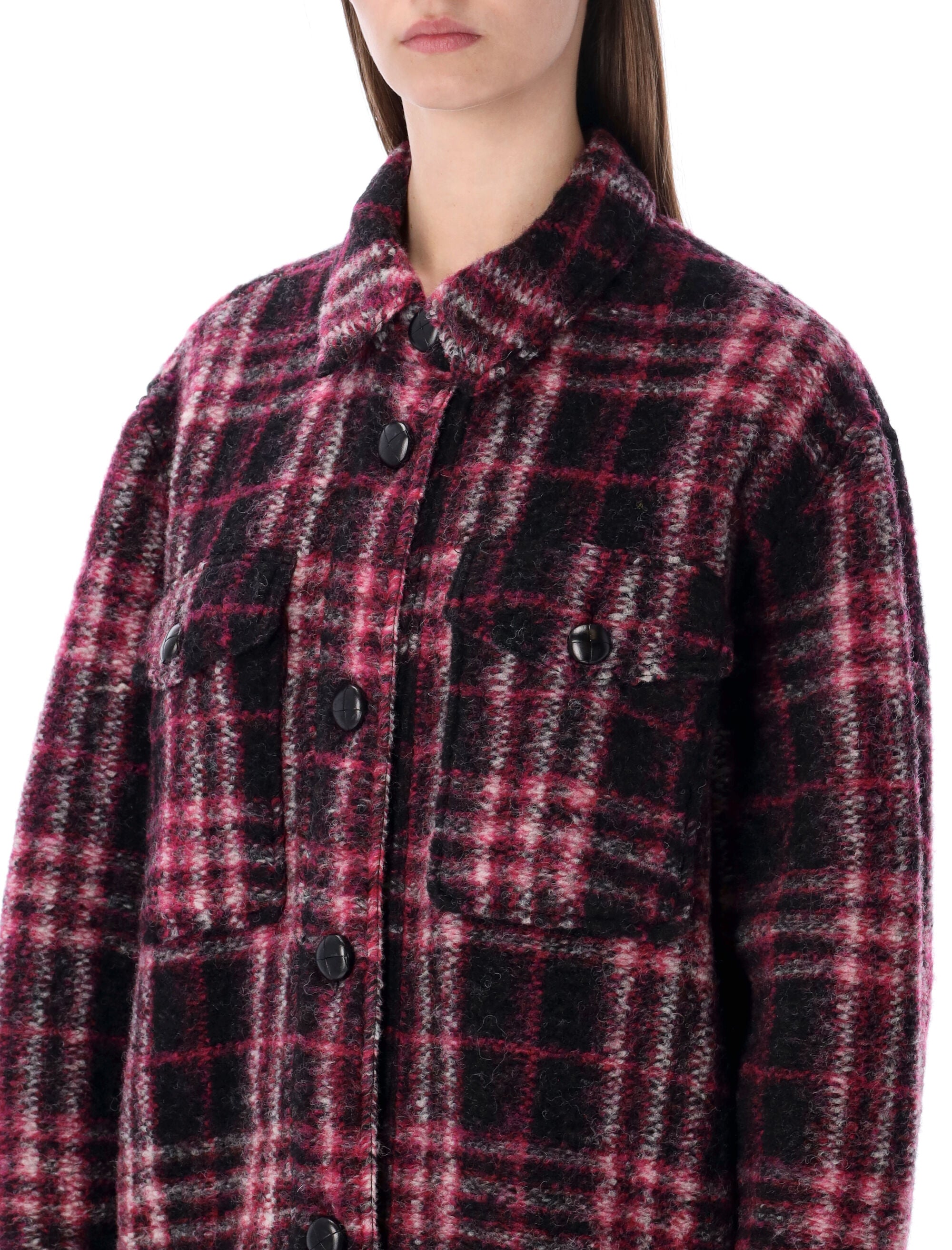 Marant Étoile Harveli wool-blend coat Black Fuchsia Virgin Wool