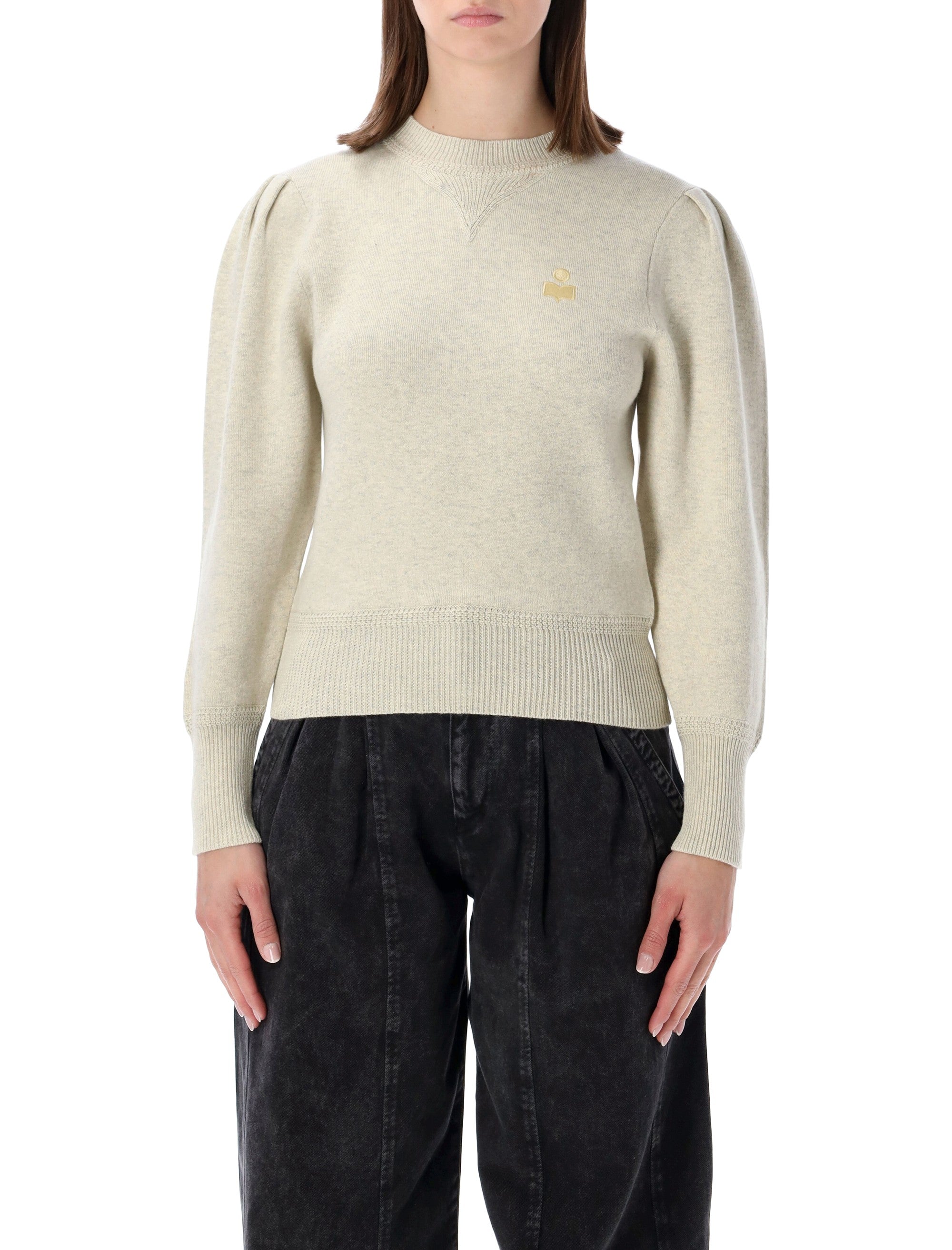 Marant Étoile Kelaya wool-blend puff-sleeve sweater Light Grey Yellow Cotton