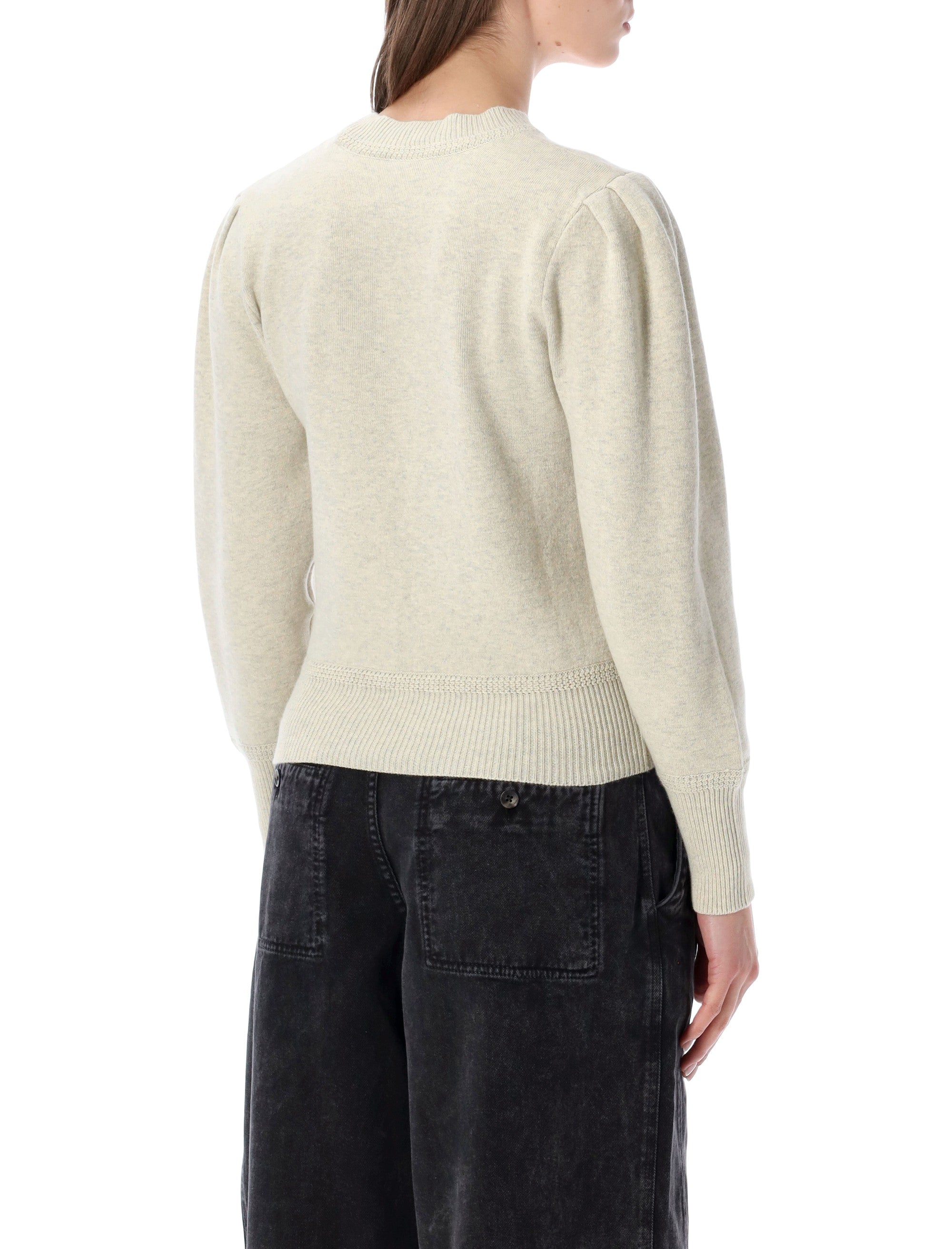 Marant Étoile Kelaya wool-blend puff-sleeve sweater Light Grey Yellow Cotton