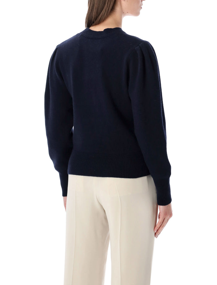Marant Étoile Kelaya wool-blend puff-sleeve sweater Midnight Dusky Blue Cotton