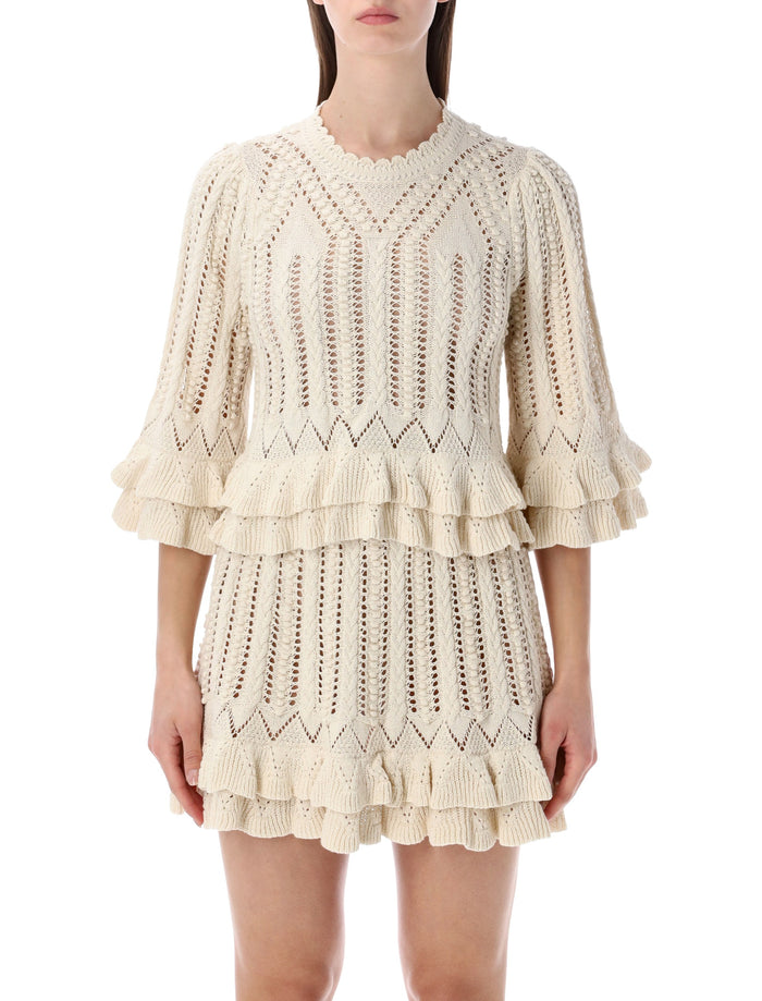 Marant Étoile Norma frilly sweater Ecru Cotton