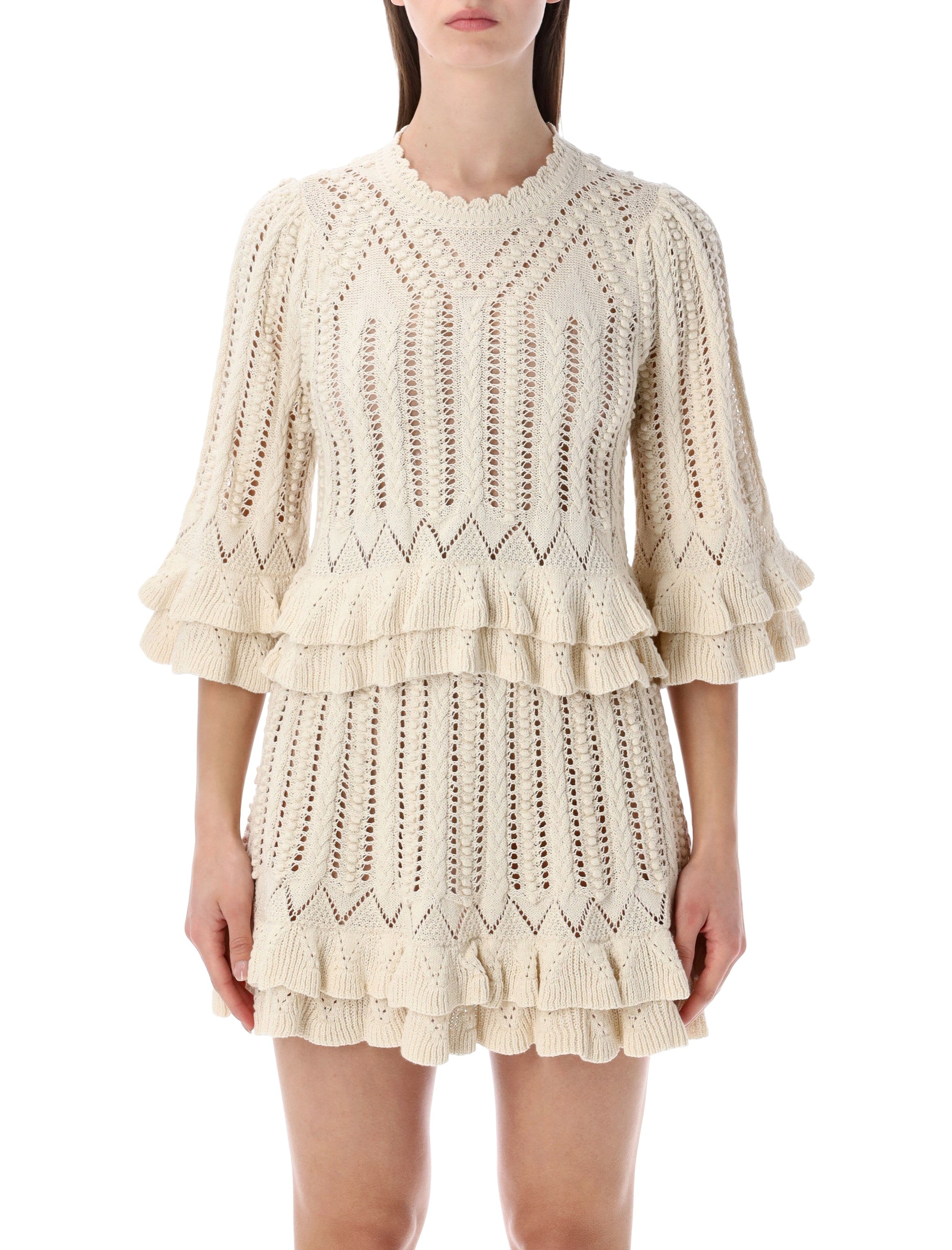 Marant Étoile Norma frilly sweater Ecru Cotton