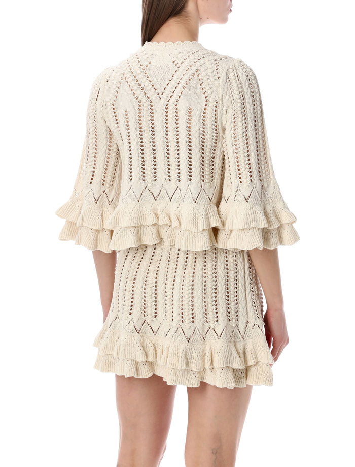 Marant Étoile Norma frilly sweater Ecru Cotton