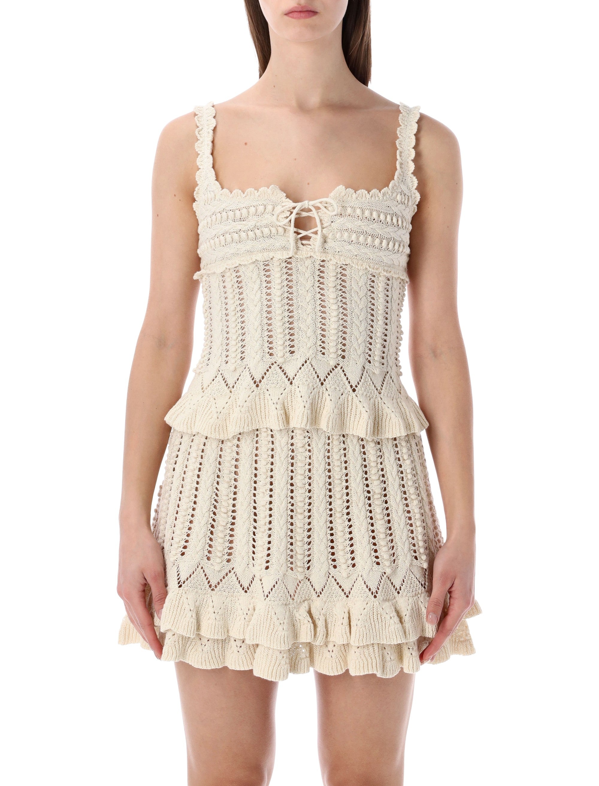 Marant Étoile Neves frilly tank top Ecru Cotton
