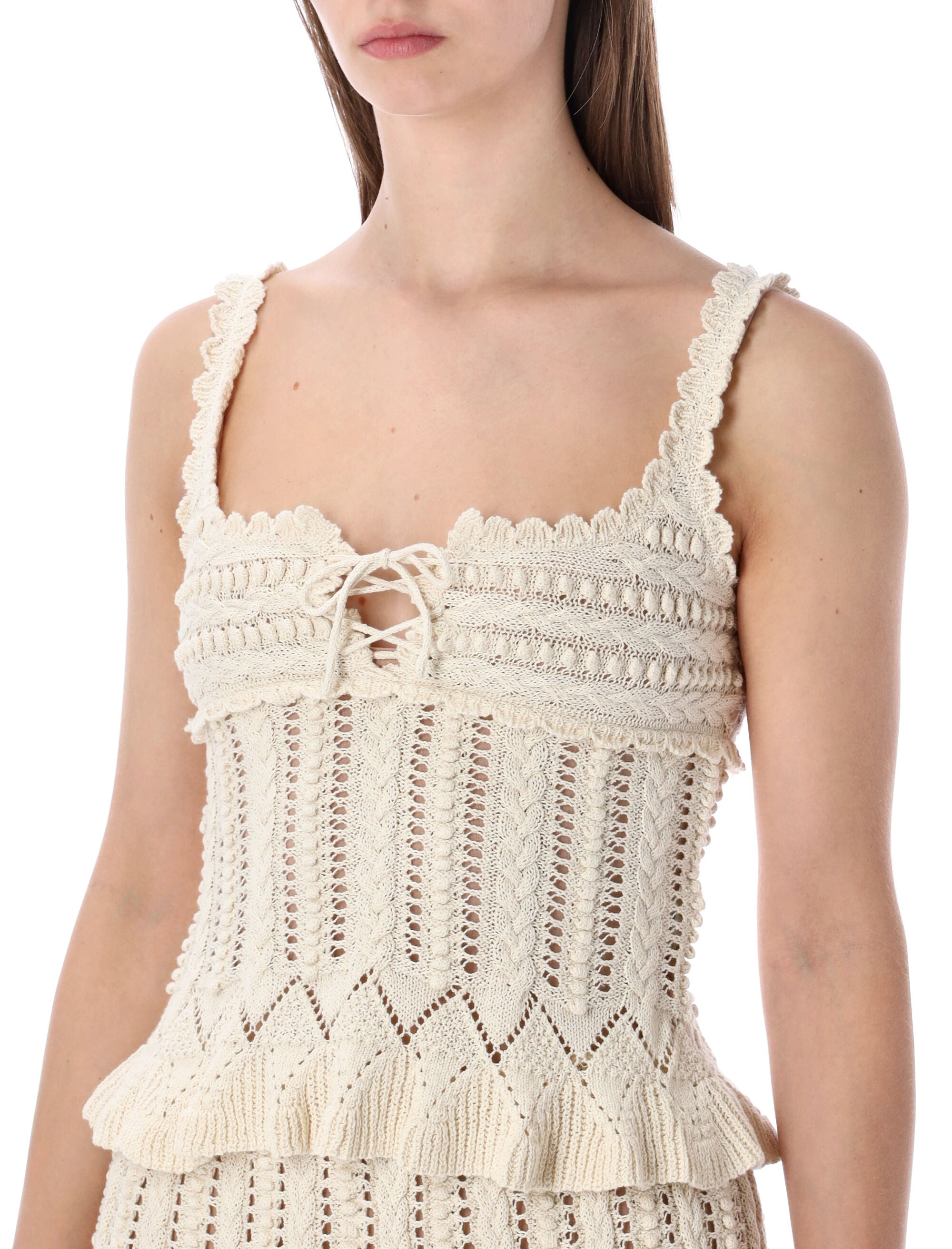 Marant Étoile Neves frilly tank top Ecru Cotton