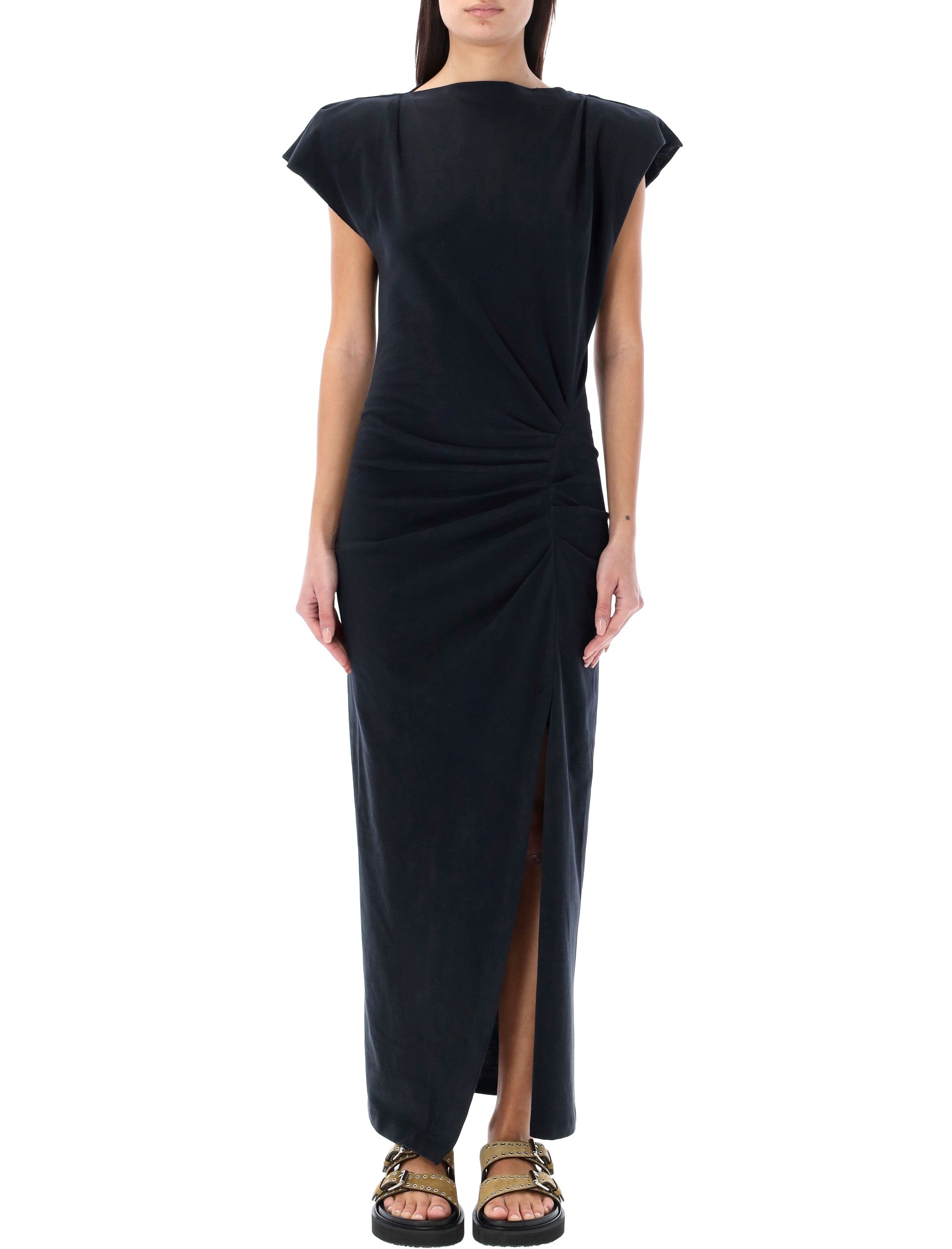 Isabel Marant Nadela cotton draped maxi dress Black