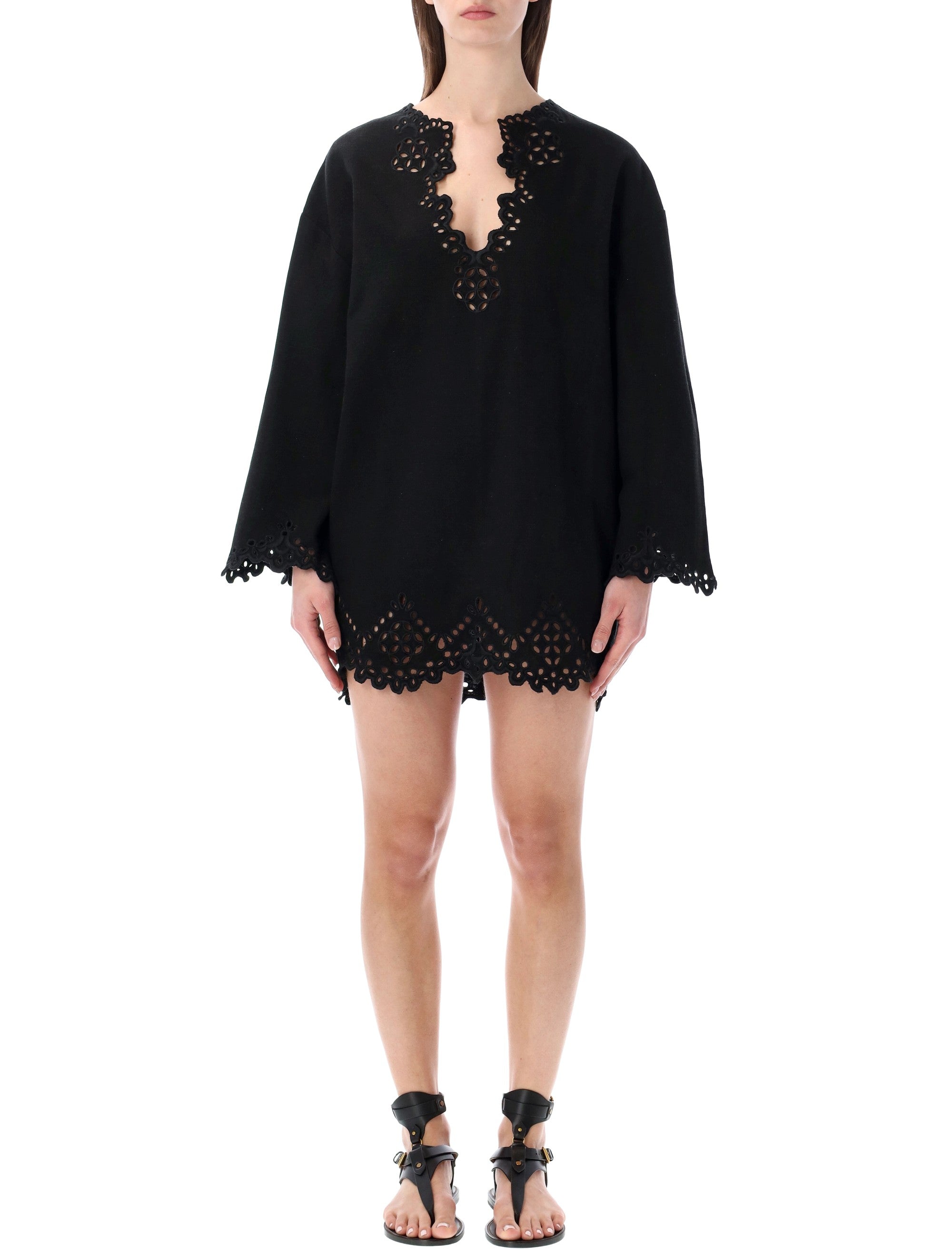 Marant Étoile Sherazade openwork dress Faded Black Cotton