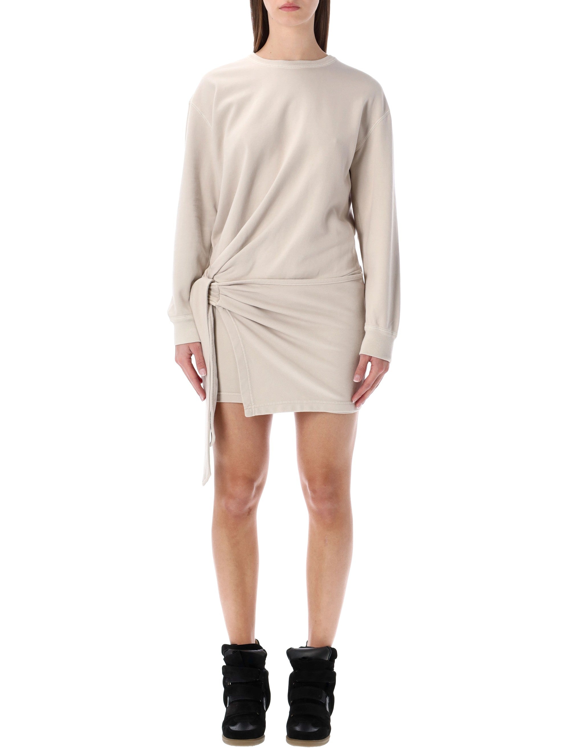 Marant Étoile Zae cotton mini sweatshirt dress Beige