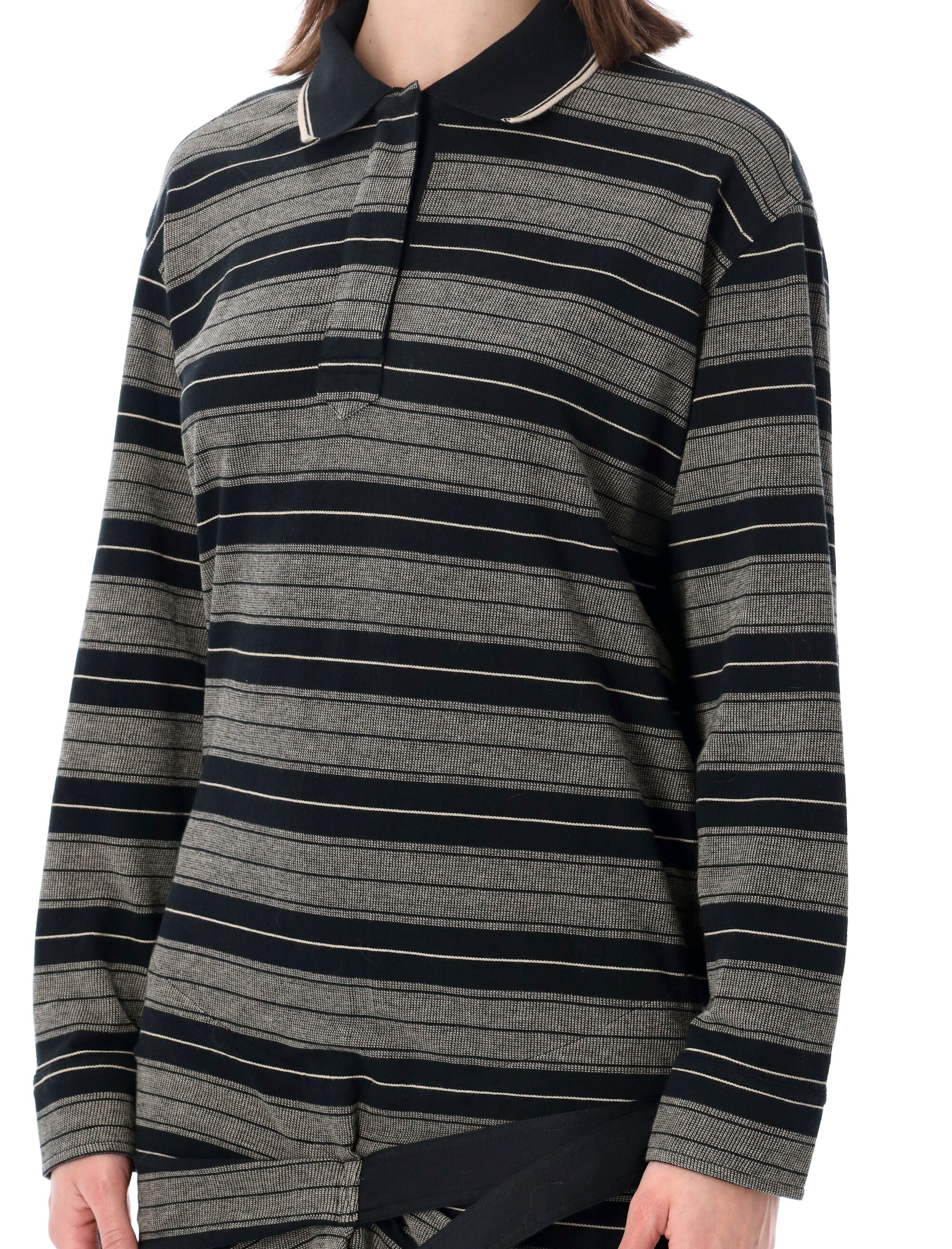 Marant Étoile Isea striped polo mini dress Black Ecru Stripes Cotton