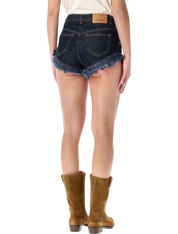 Isabel Marant Eneidala denim shorts Dark Midnight Cotton