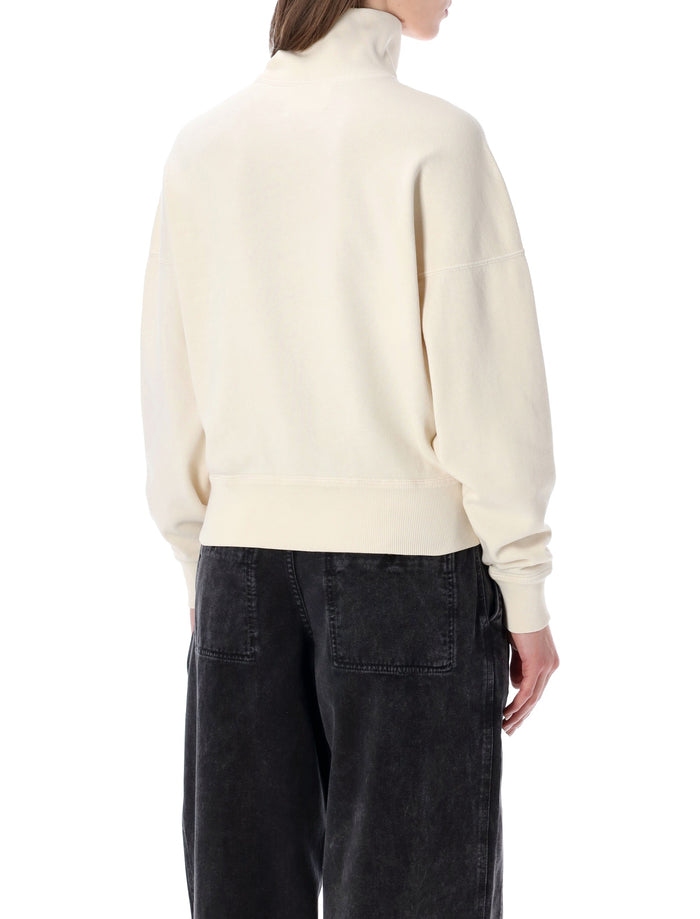 Marant Étoile Ross half-zip sweatshirt Ecru Pink Cotton