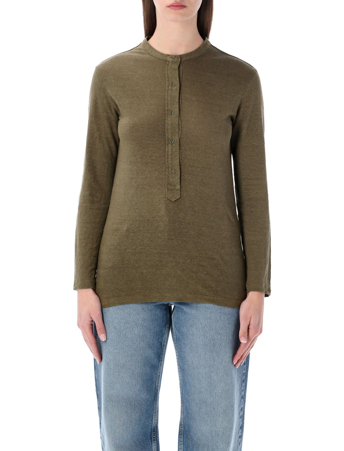 Marant Étoile Lucy Linen T-Shirt Dark Khaki