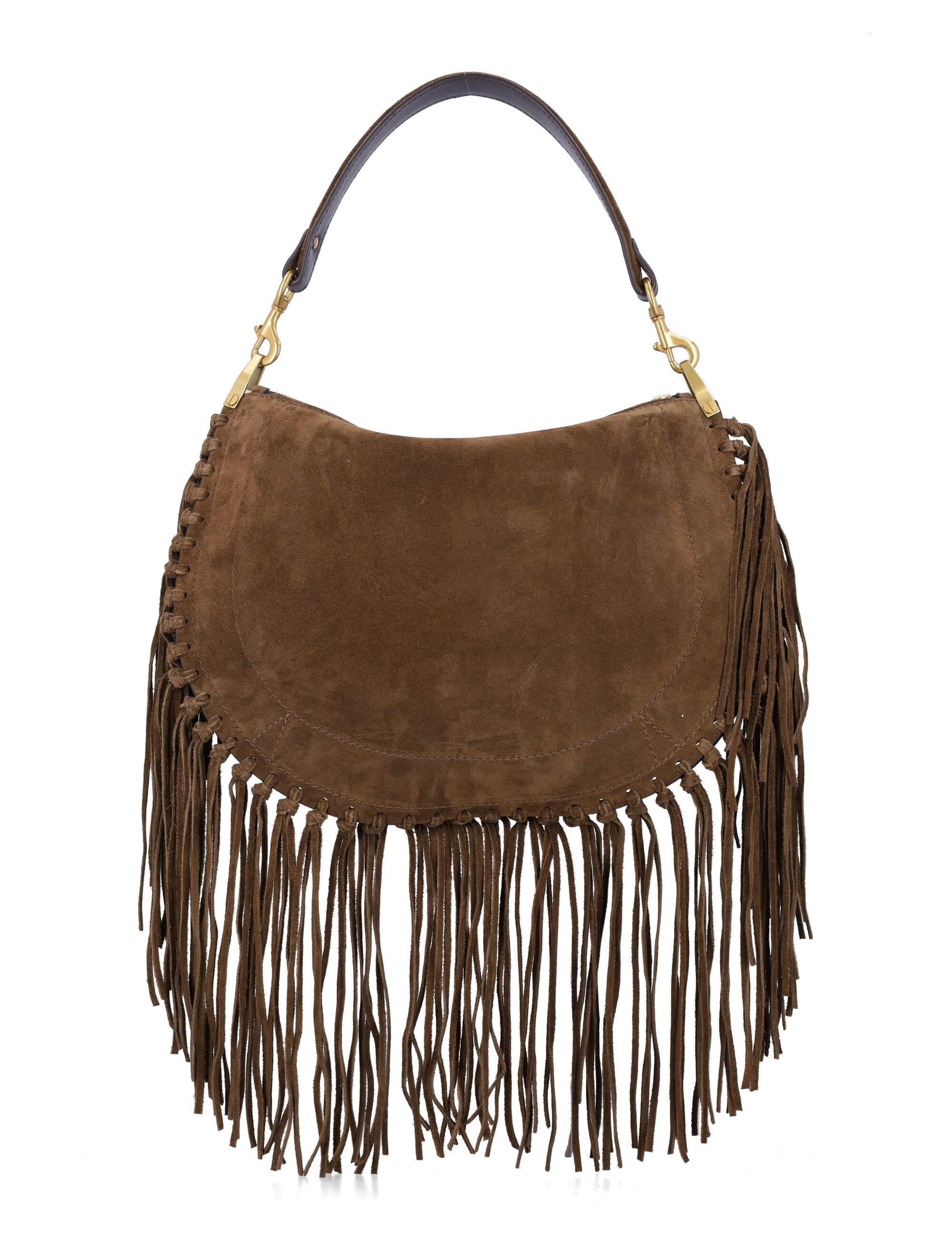 Isabel Marant Oskan Soft Suede Bag Bronze Calf Leather Shoulder