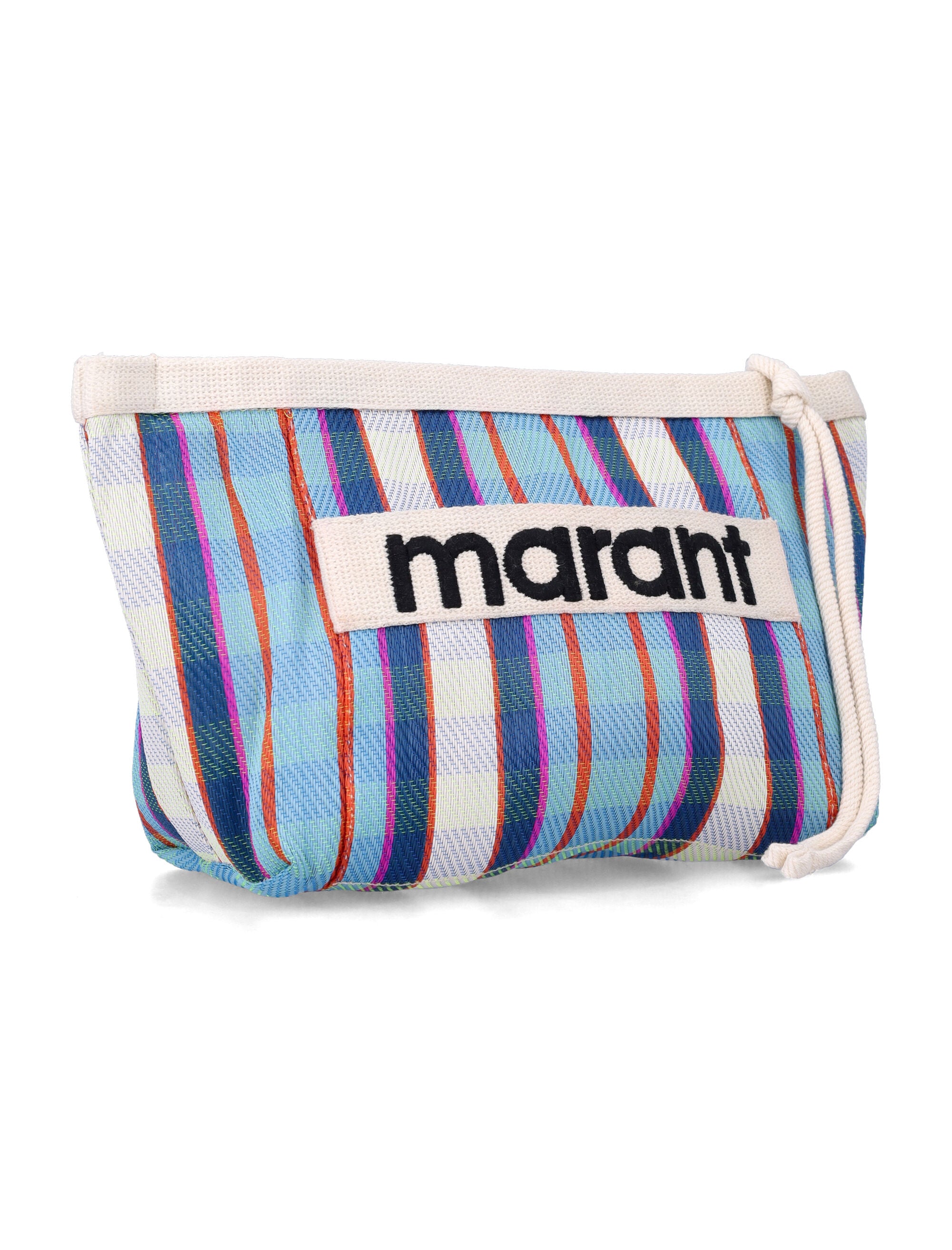 Isabel Marant Powden striped clutch Torquise Chalk Nylon Pouch