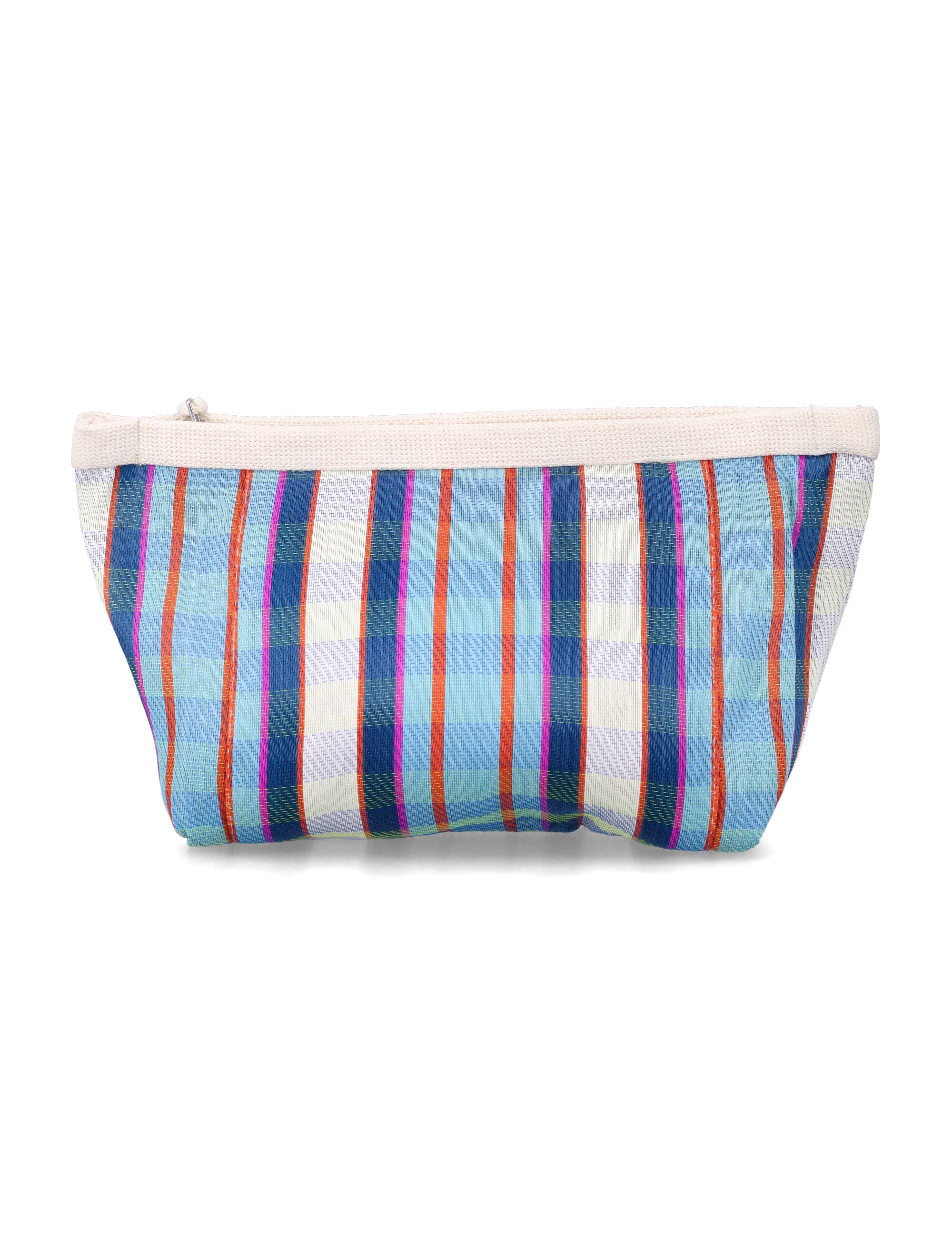 Isabel Marant Powden striped clutch Torquise Chalk Nylon Pouch