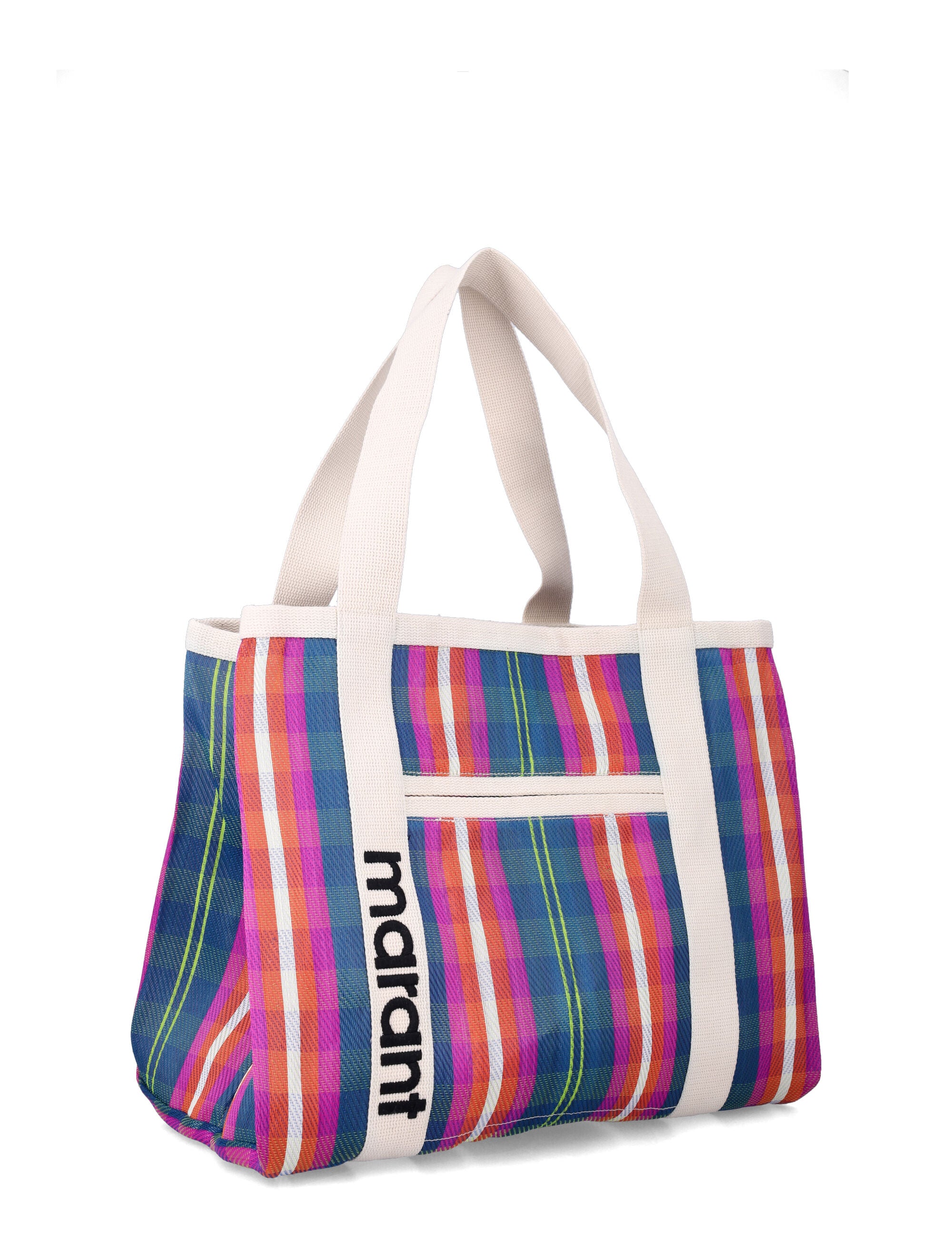 Isabel Marant Darwen striped shoulder tote Navy Orange Nylon