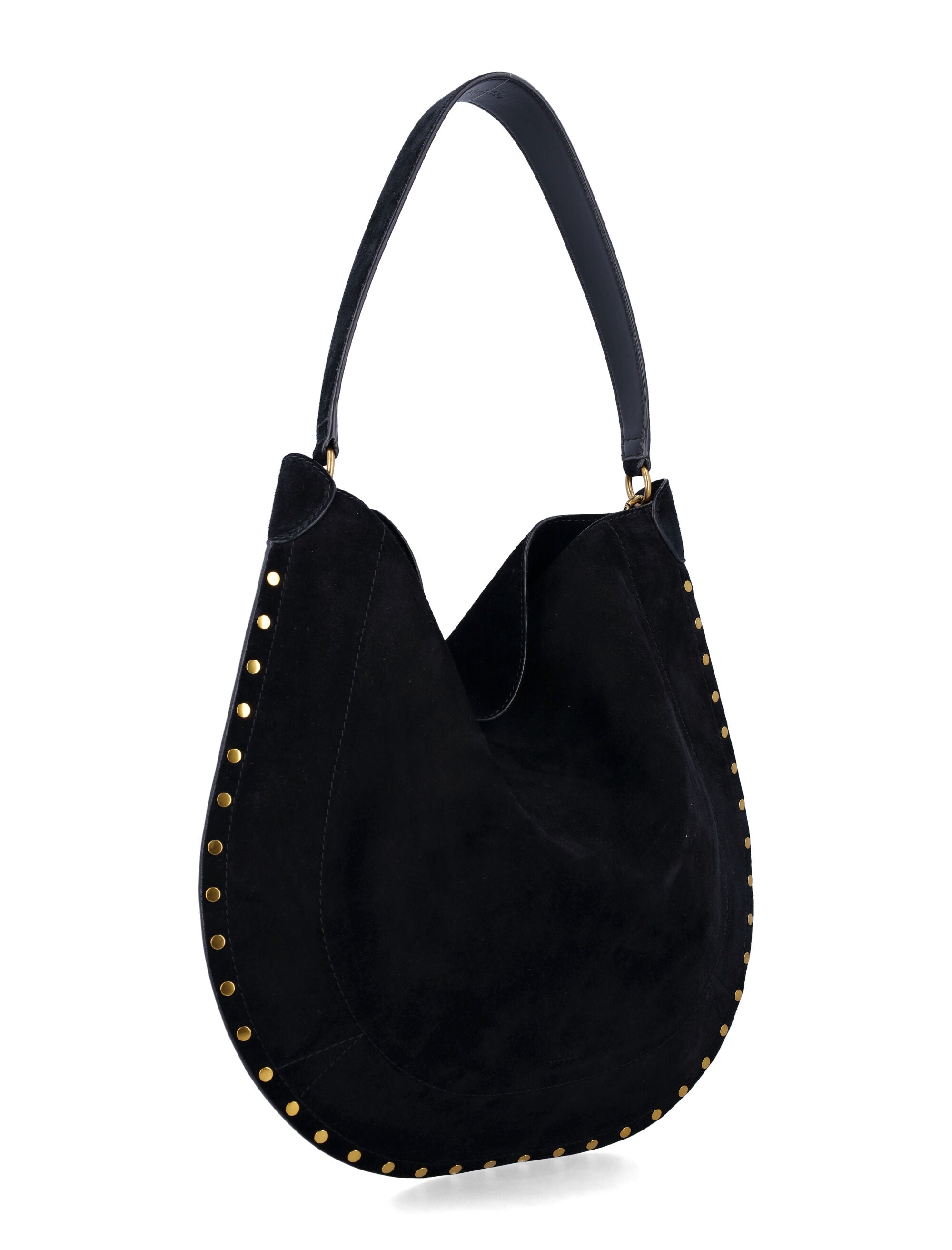 Isabel Marant Oskan Suede Hobo Bag Black Calf Leather Shoulder