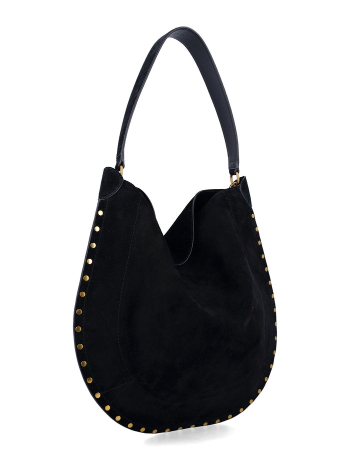 Isabel Marant Oskan Suede Hobo Bag Black Calf Leather Shoulder