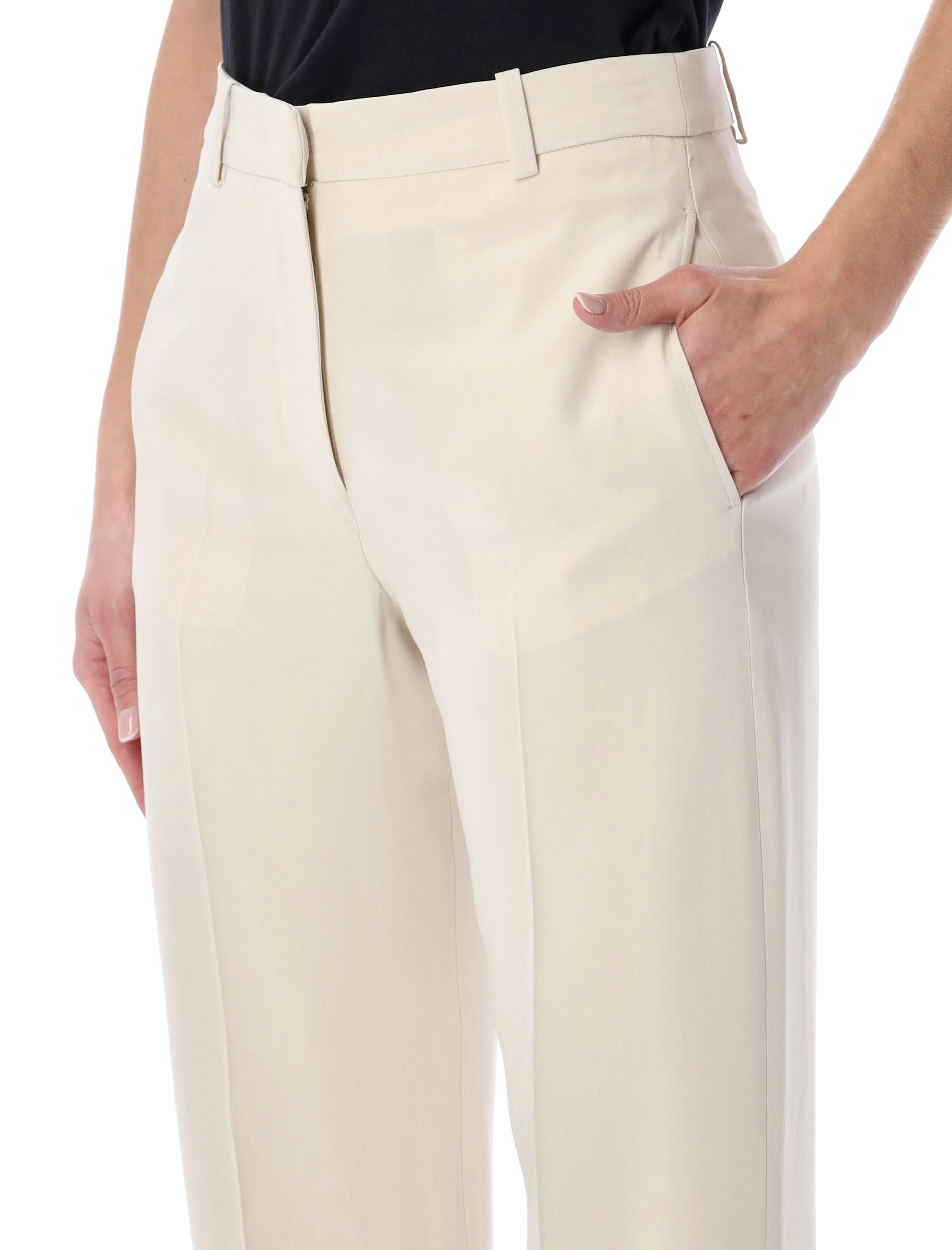 Isabel Marant Noanda Fluid Crepe Trousers Ecru Acetate Pant