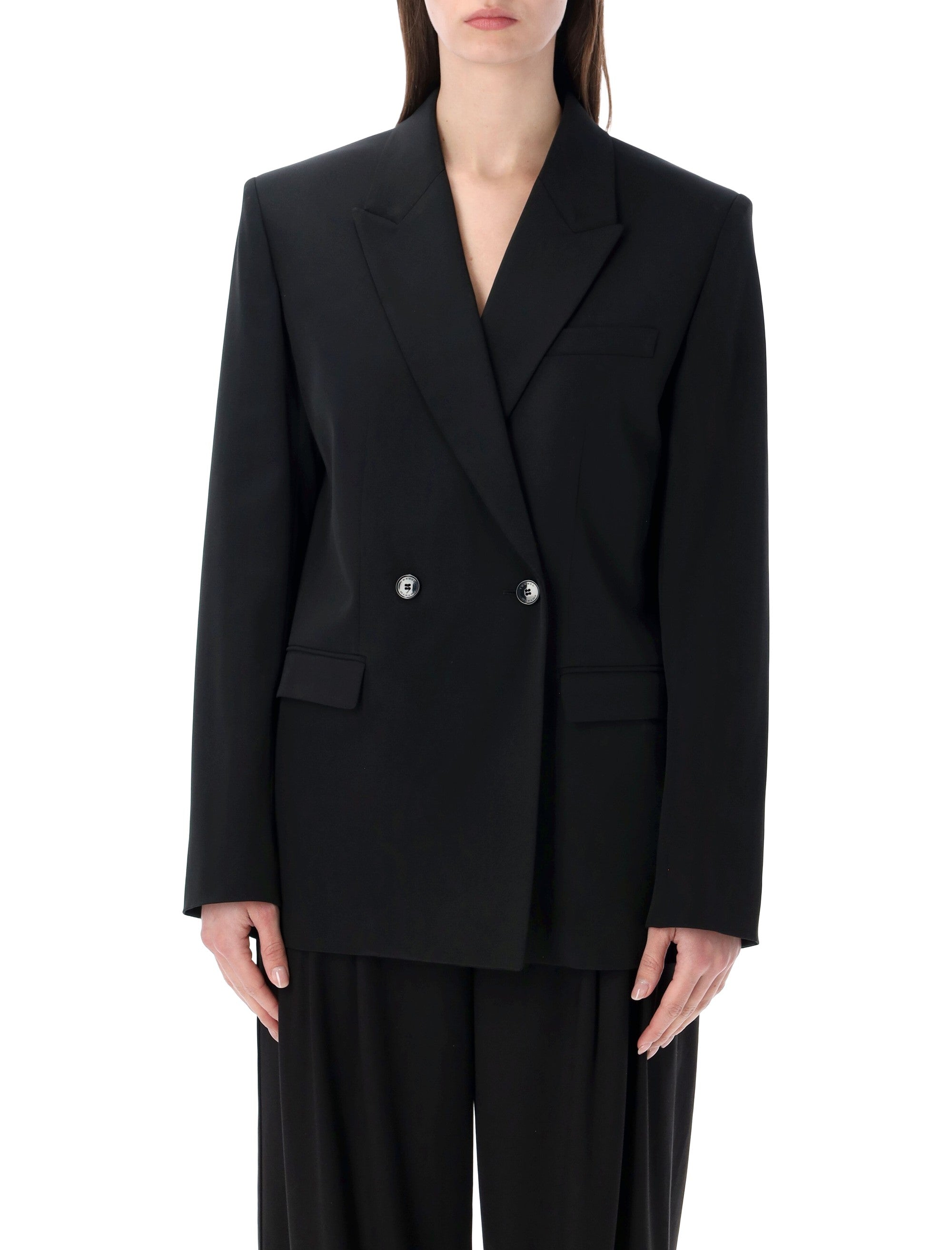 Isabel Marant Calie silk crepe jacket Black Acetate Blazer