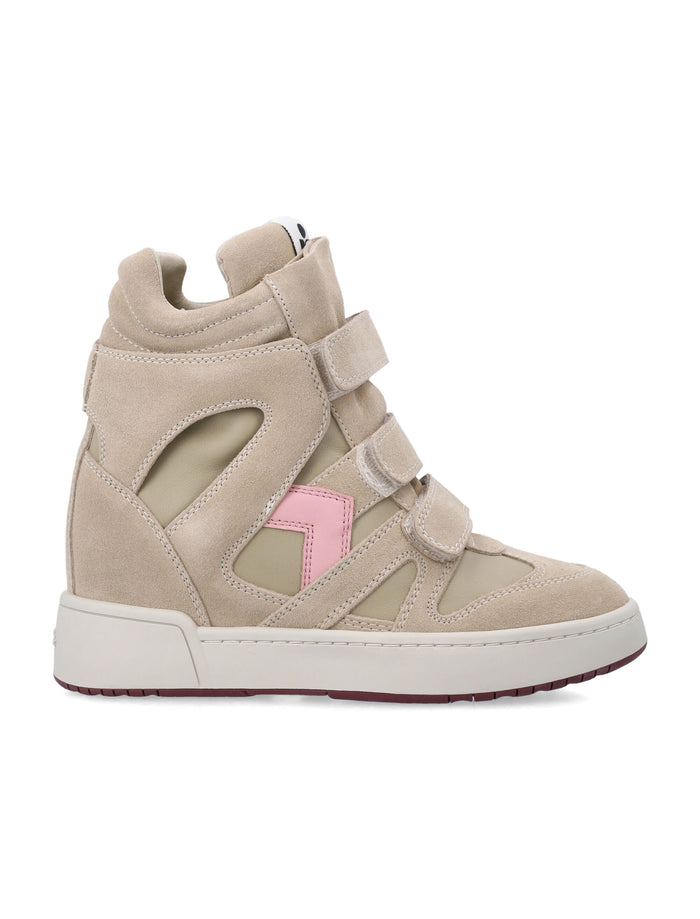 Isabel Marant Im3 Wedge Womans Sneakers Beige Bubblegum Cow Suede Leather