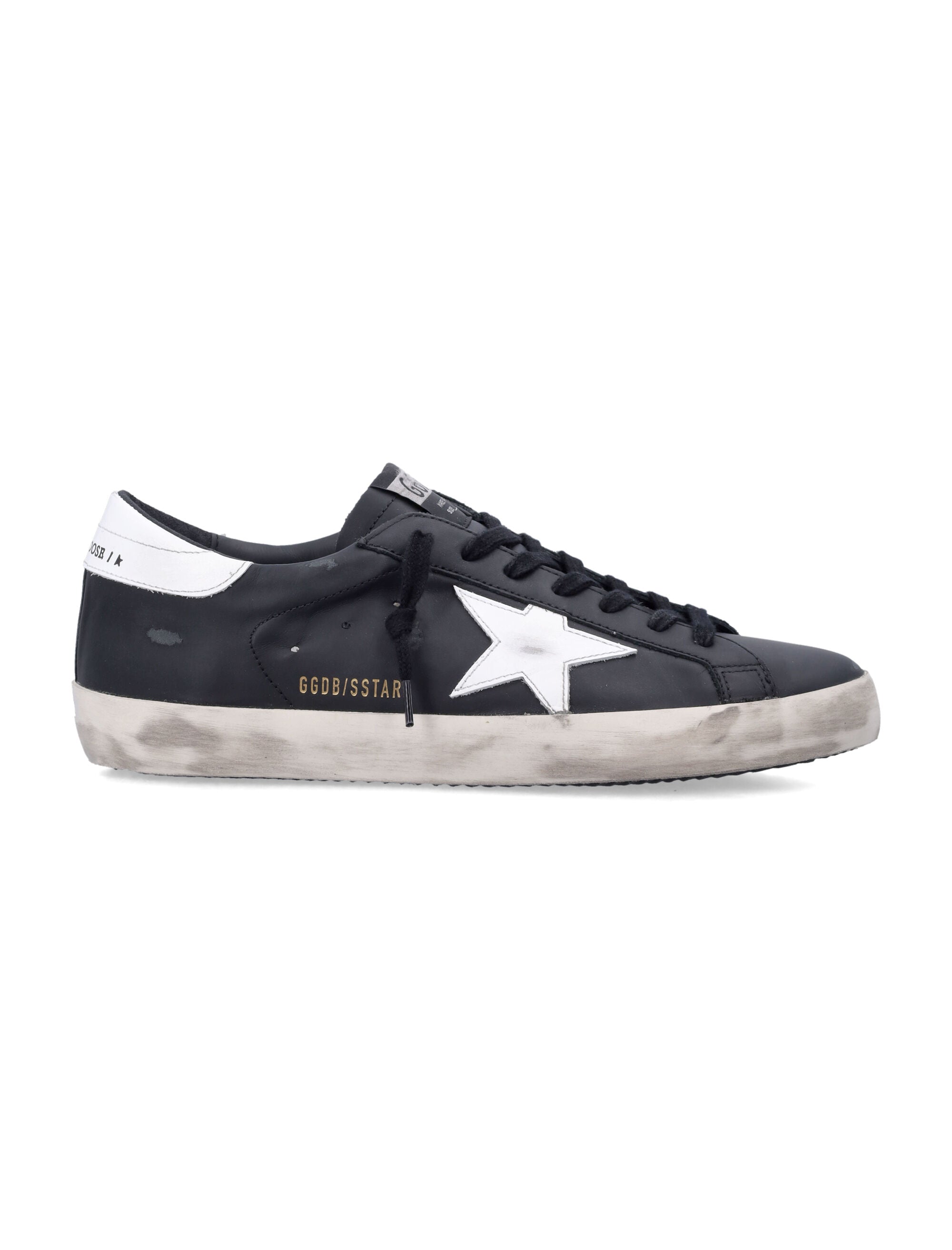 Golden Goose Super-Star black leather sneakers with white star Black/white Upper