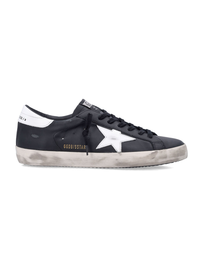 Golden Goose Super-Star black leather sneakers with white star Black/white Upper