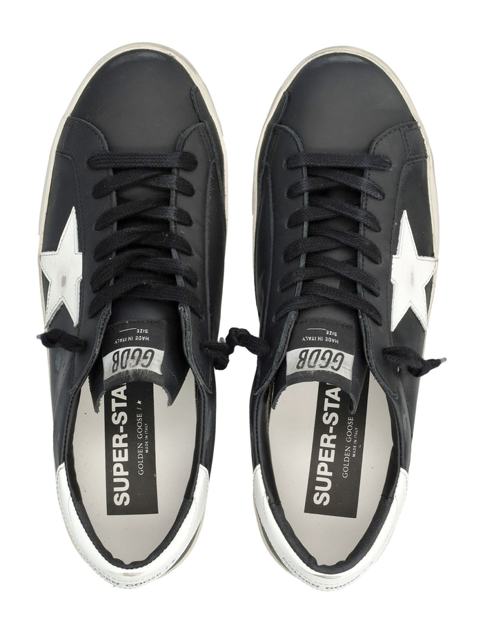 Golden Goose Super-Star black leather sneakers with white star Black/white Upper