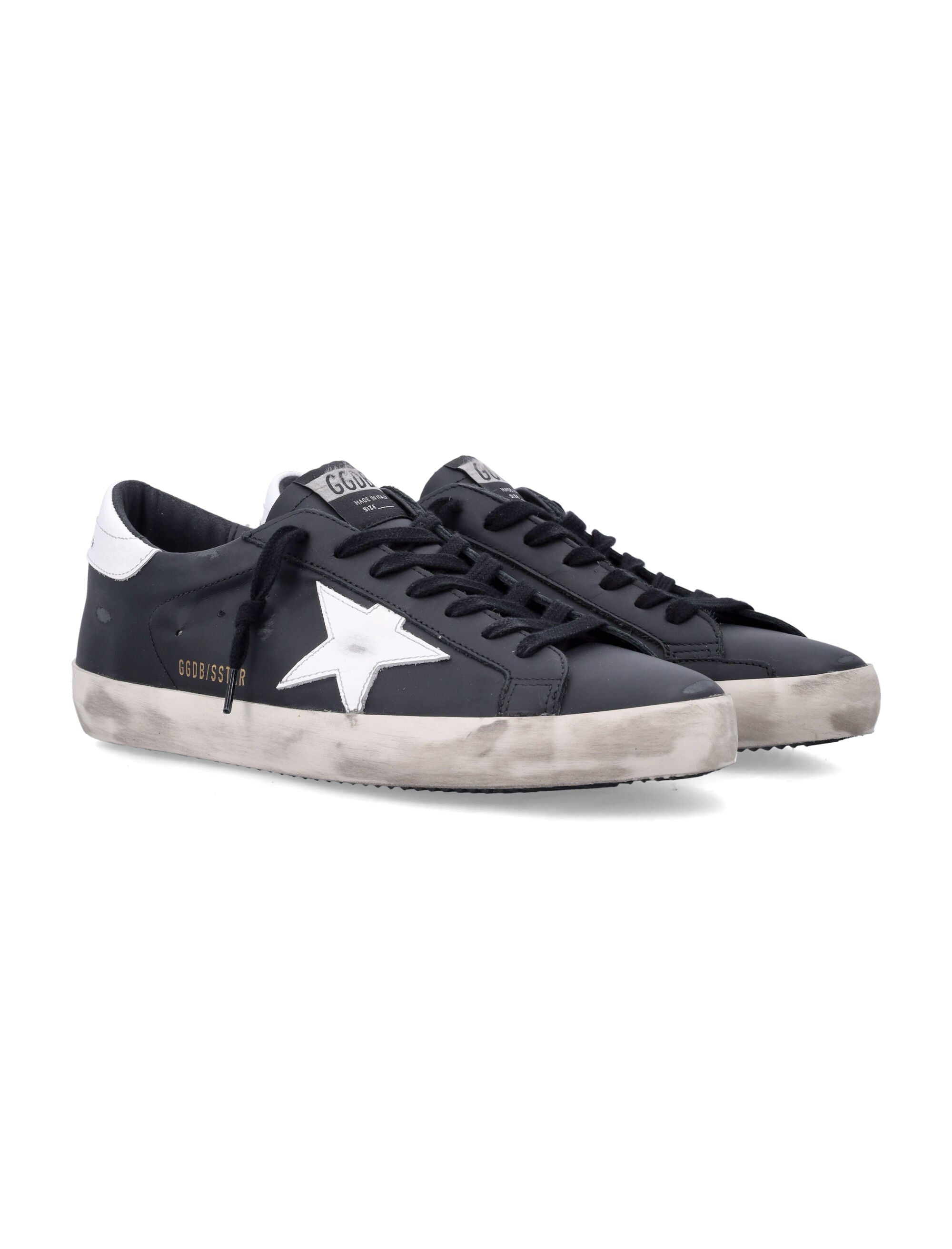 Golden Goose Super-Star black leather sneakers with white star Black/white Upper