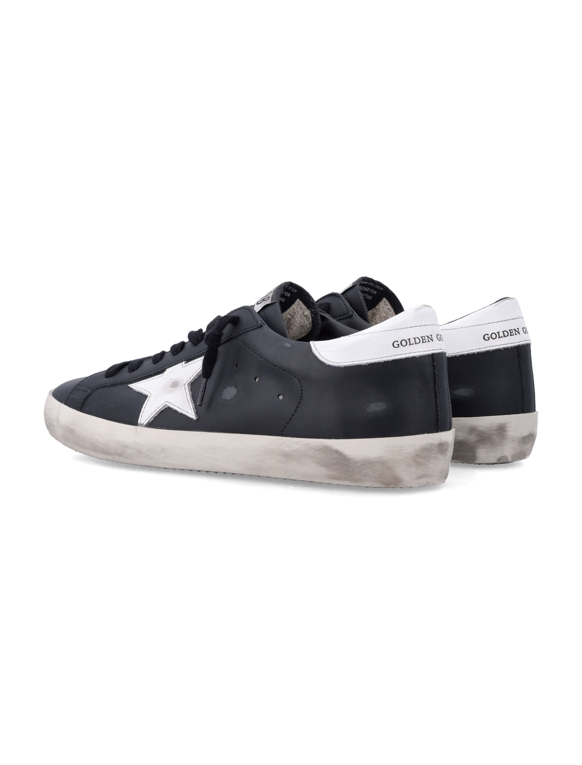 Golden Goose Super-Star black leather sneakers with white star Black/white Upper