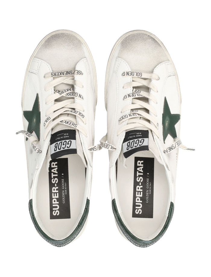 Golden Goose white and green Super Star sneakers Upper