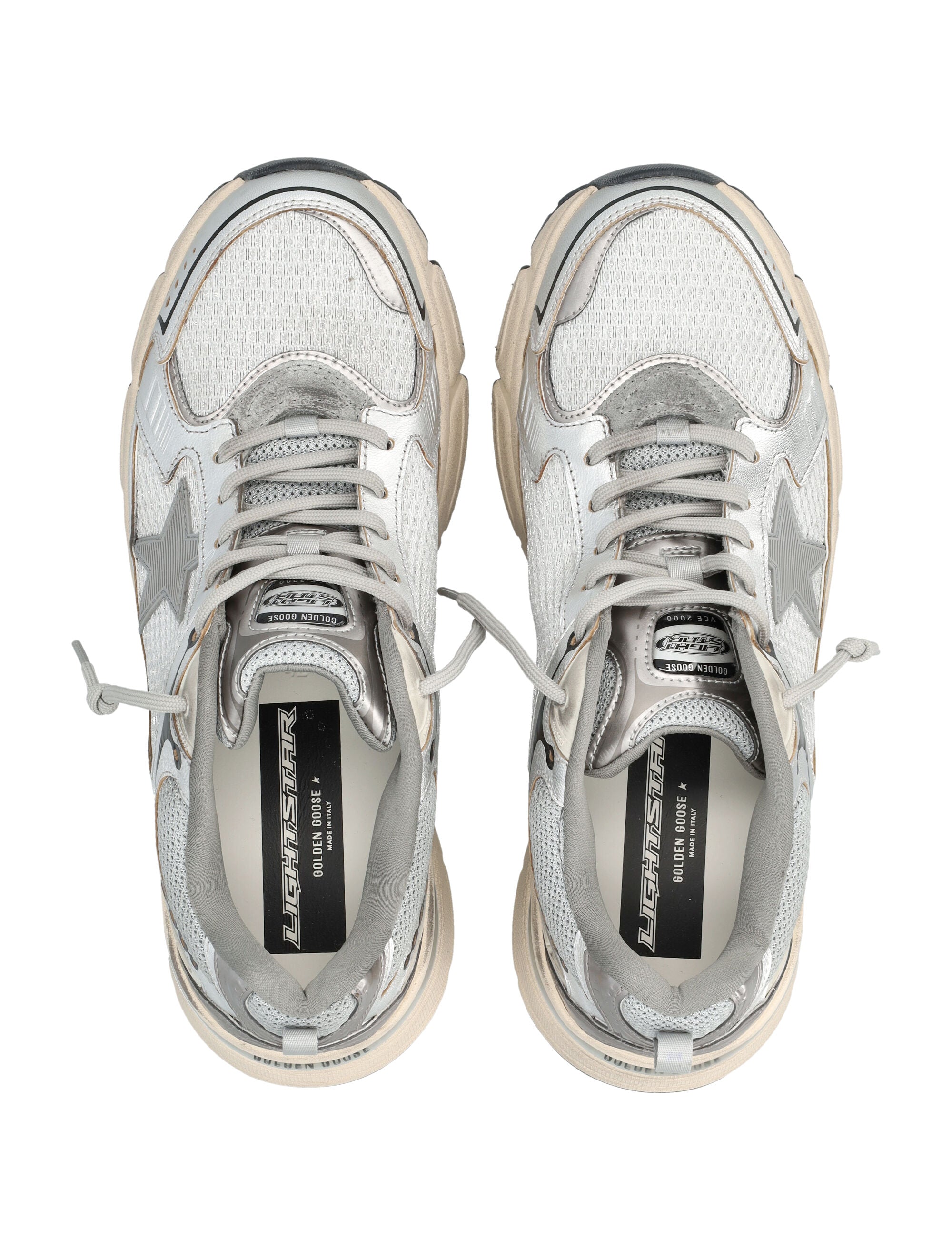 Golden Goose Lightstar metallic sneakers Grey Silver Black Upper