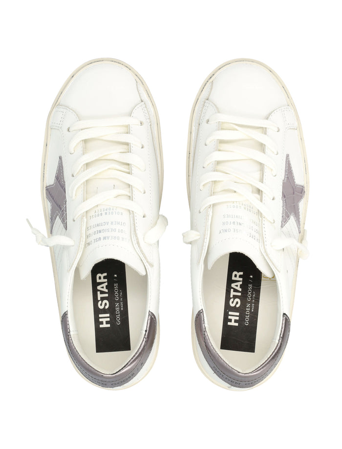 Golden Goose Hi Star White Sneakers Grey Lillac Upper
