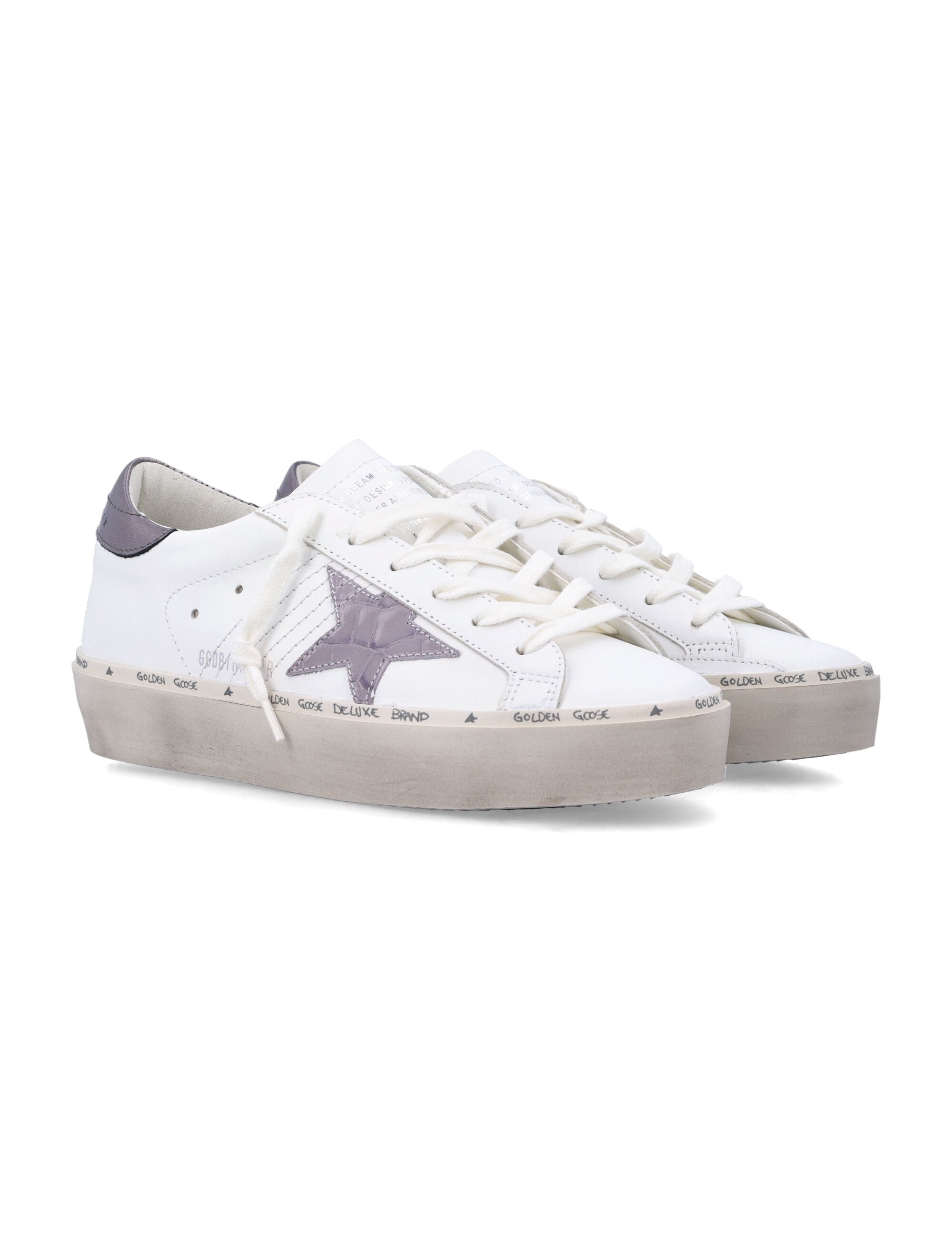 Golden Goose Hi Star White Sneakers Grey Lillac Upper