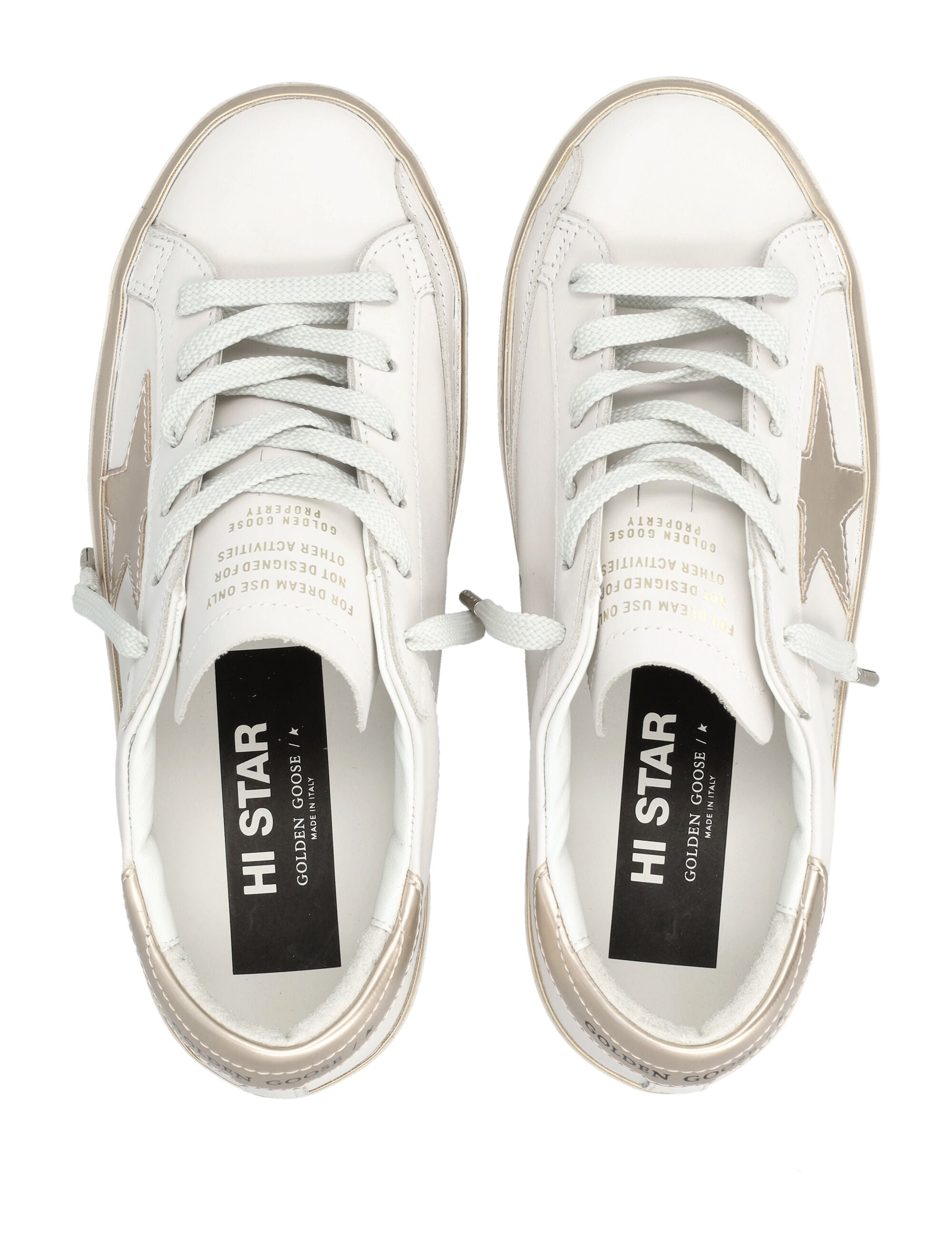 Golden Goose Hi Star white sneakers Taupe Gold Upper