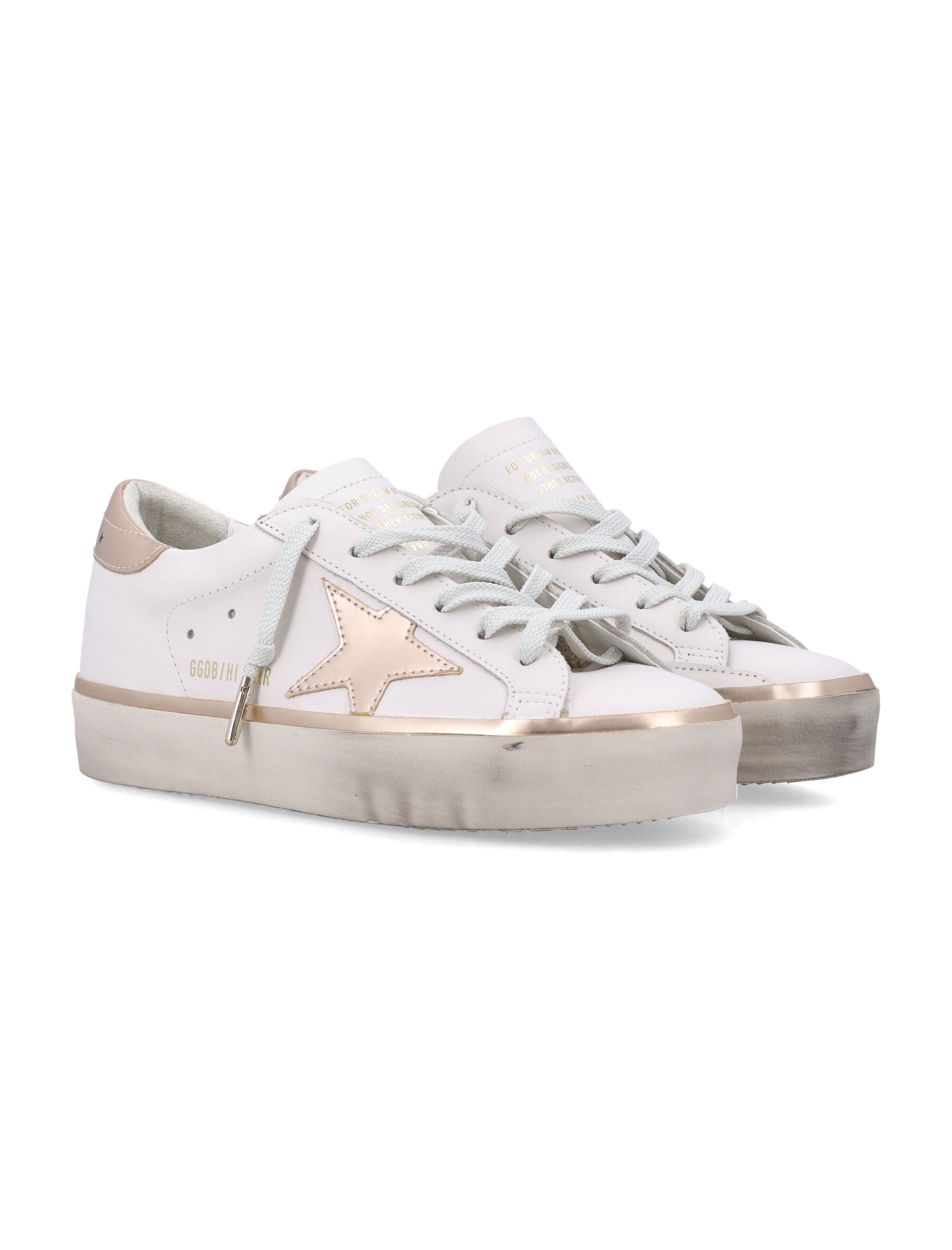 Golden Goose Hi Star white sneakers Taupe Gold Upper