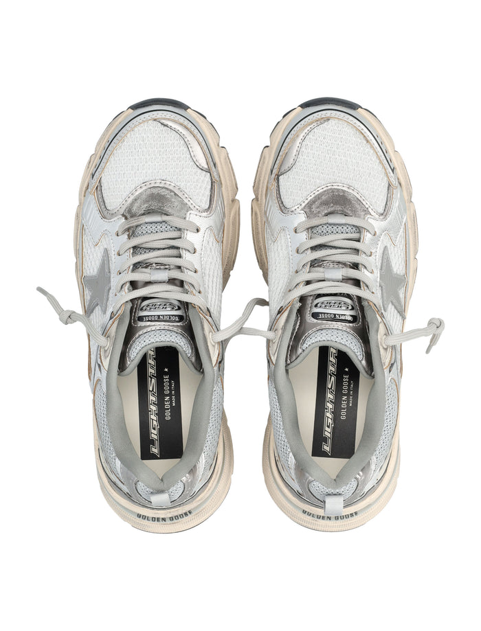 Golden Goose Lightstar womens mesh and nappa sneakers Grey Silver Black Upper