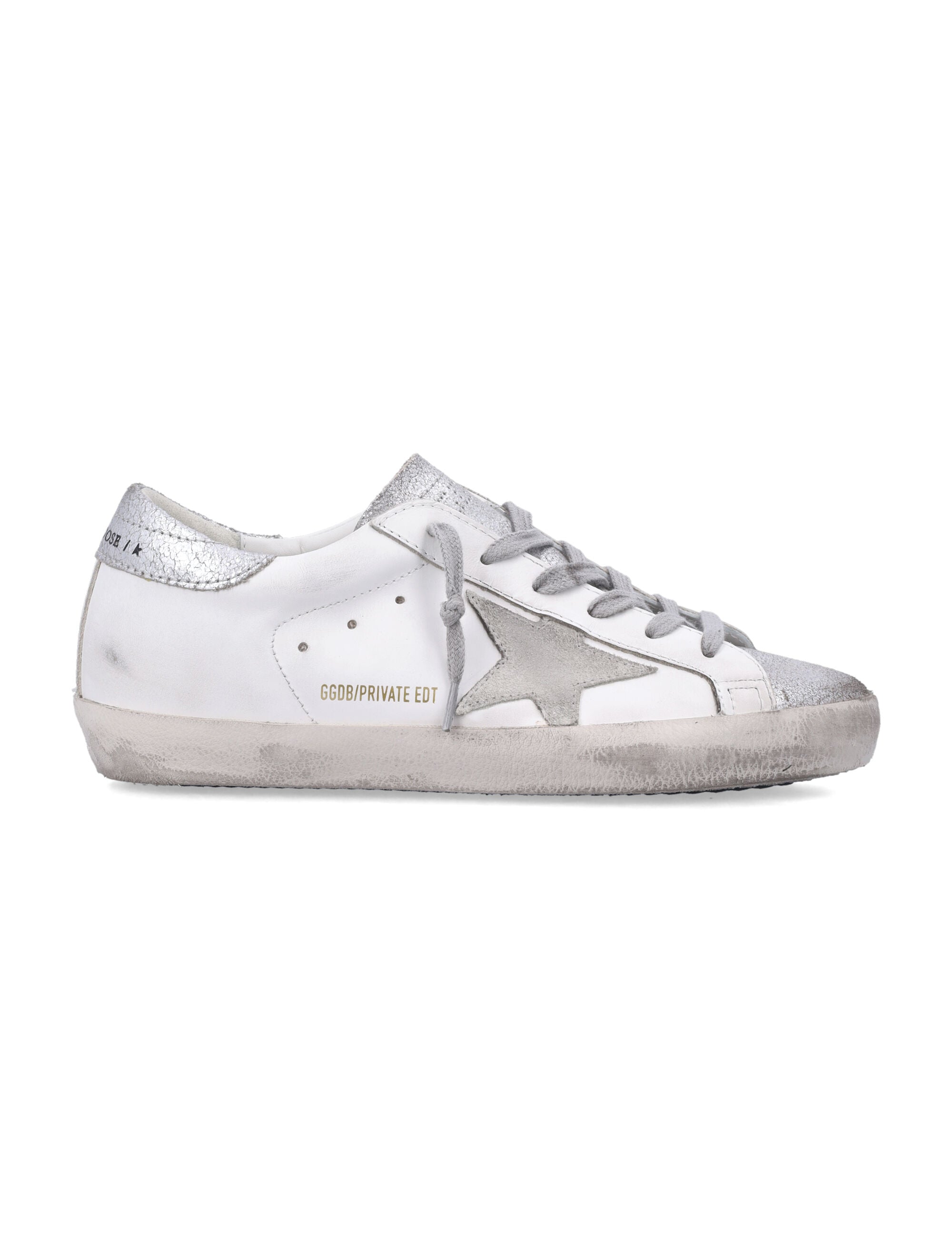 Golden Goose Super-Star white and silver leather womans sneakers White/ivory/silver Upper
