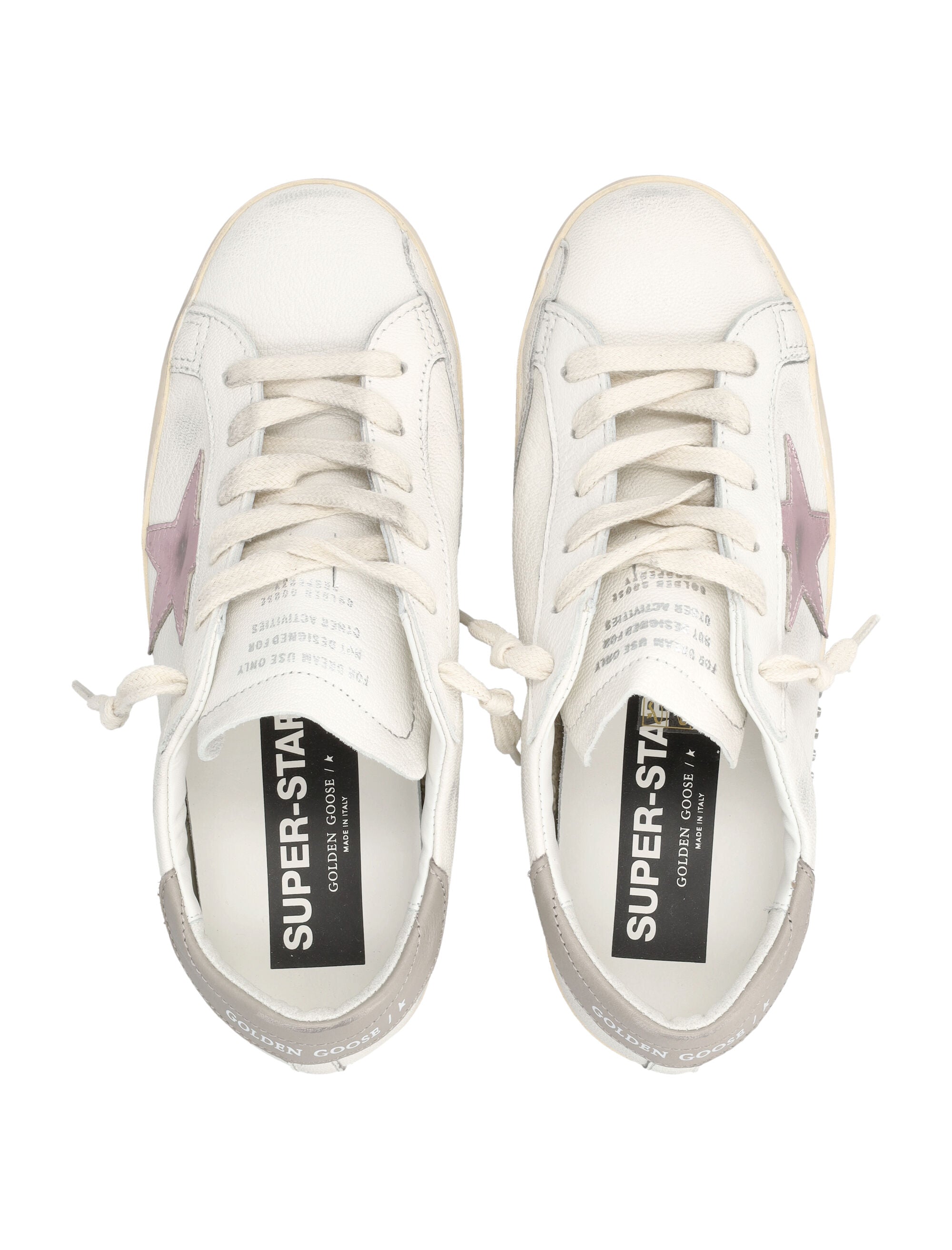 Golden Goose Super-Star white nappa womans sneakers with pink metallic star White/pink/grey Upper