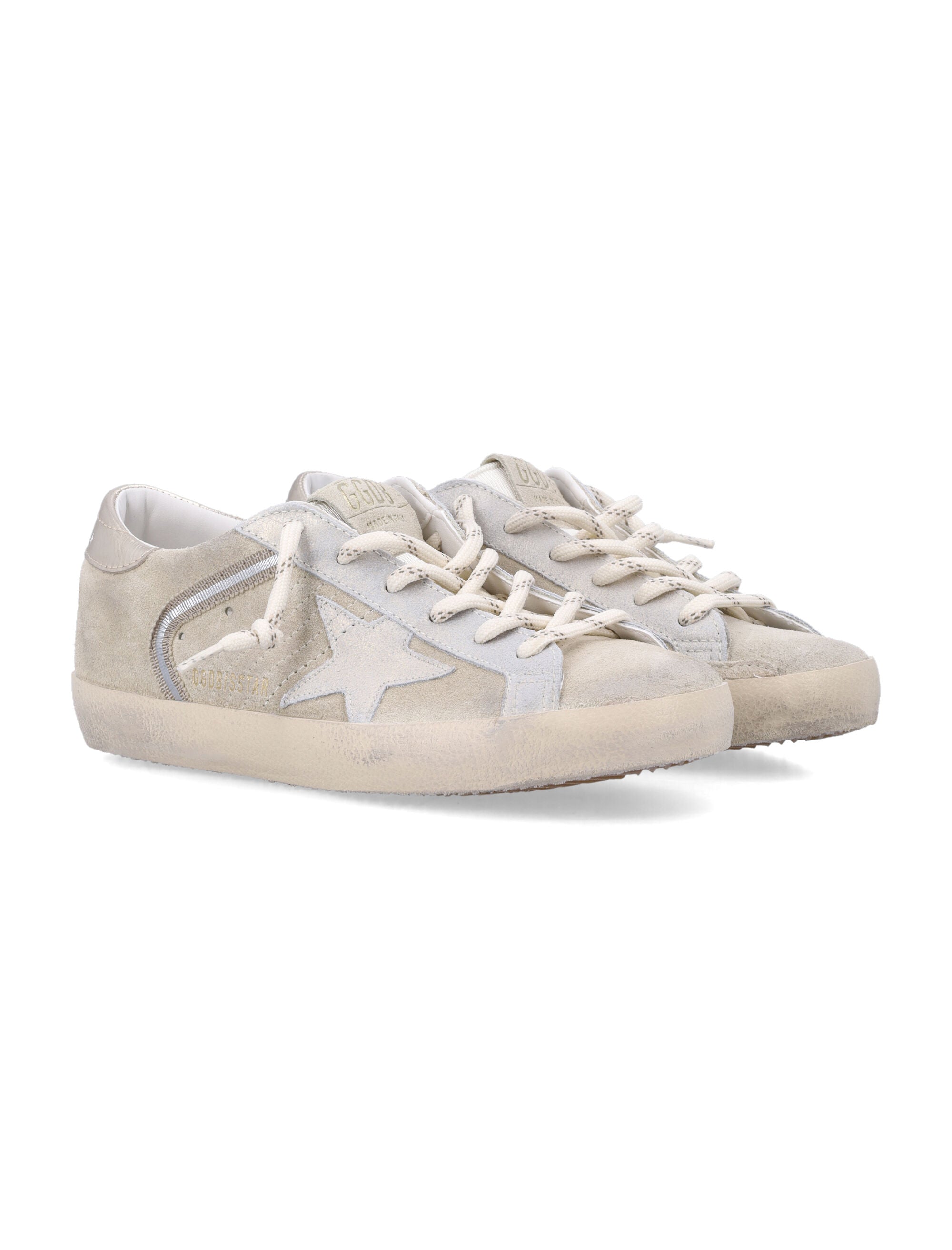 Golden Goose womans Super Star Suede Sneakers Beige Platinum Upper