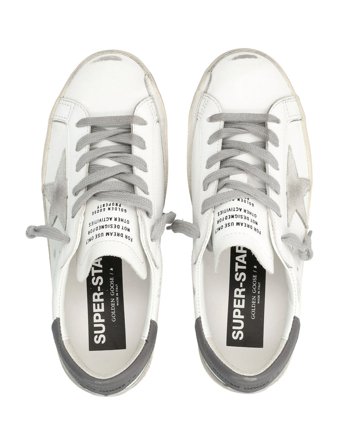 Golden Goose Super-Star White And Gray Leather Womens Sneaker Grey Upper