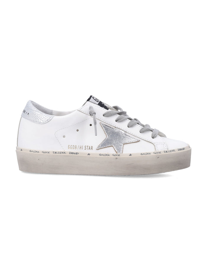 Golden Goose Hi Star leather womens sneaker White Silver Upper
