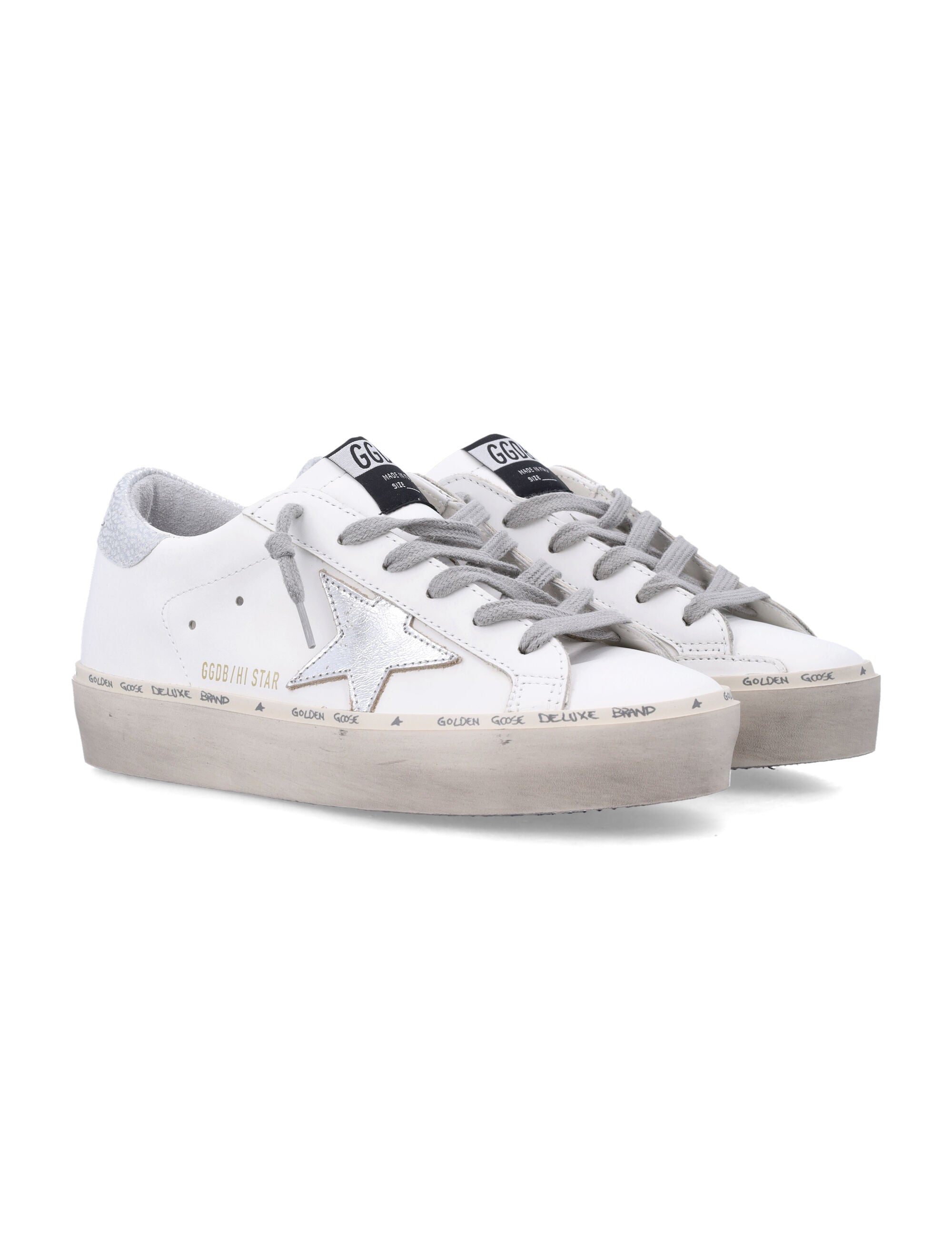 Golden Goose Hi Star leather womens sneaker White Silver Upper