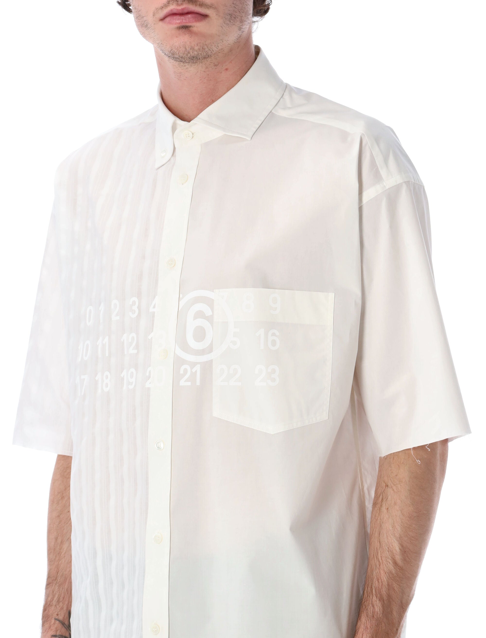 MM6 Maison Margiela two-tone cotton poplin shirt White + Stripes