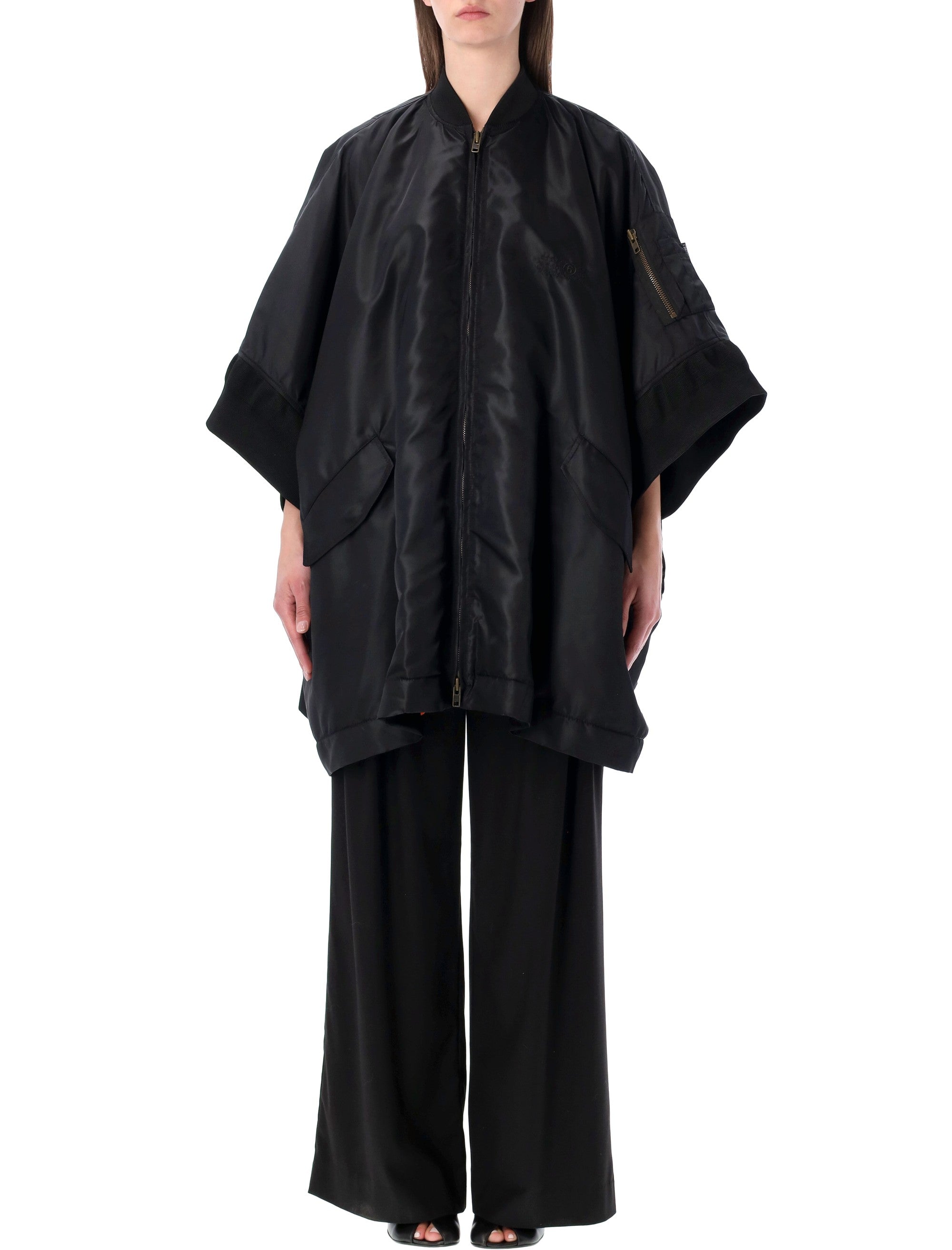 MM6 Maison Margiela oversized bomber cape Black Polyamide Lining
