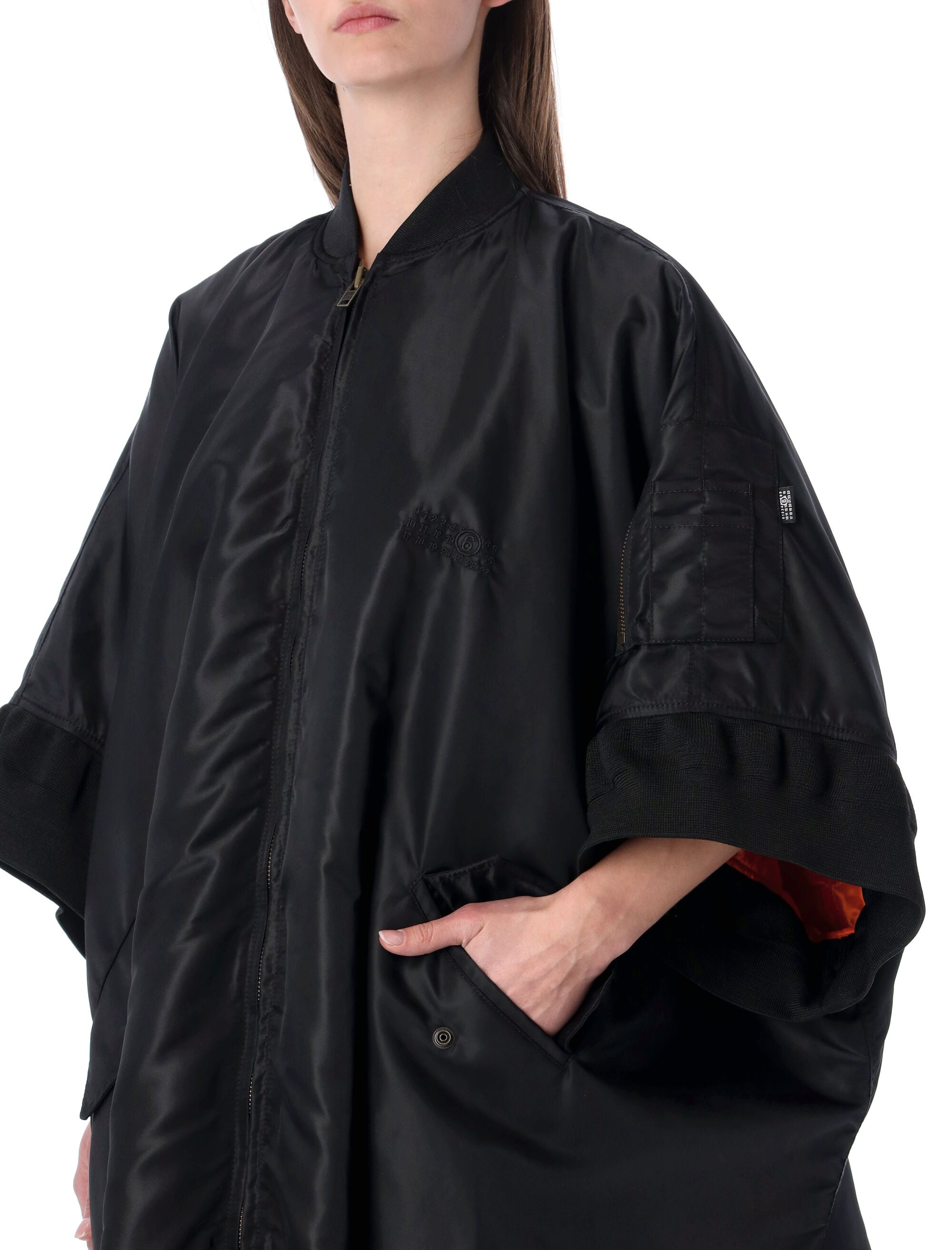 MM6 Maison Margiela oversized bomber cape Black Polyamide Lining