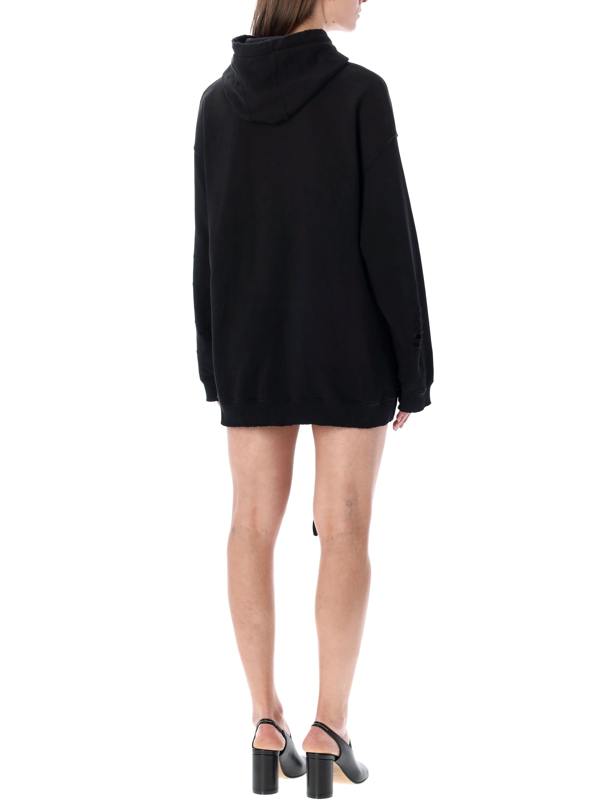 MM6 Maison Margiela hooded sweatdredd with gloves Black Cotton Lining Dress