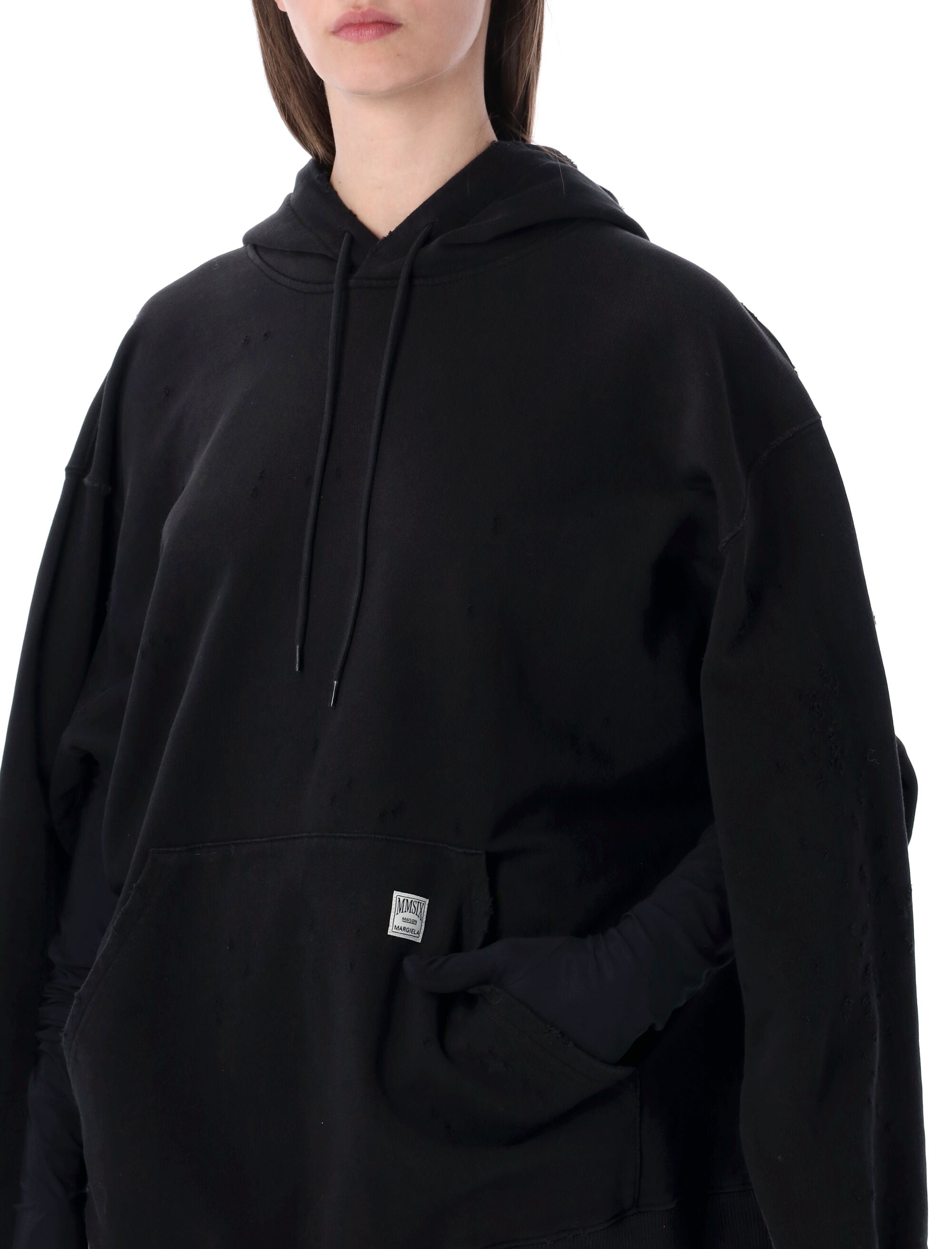 MM6 Maison Margiela hooded sweatdredd with gloves Black Cotton Lining Dress