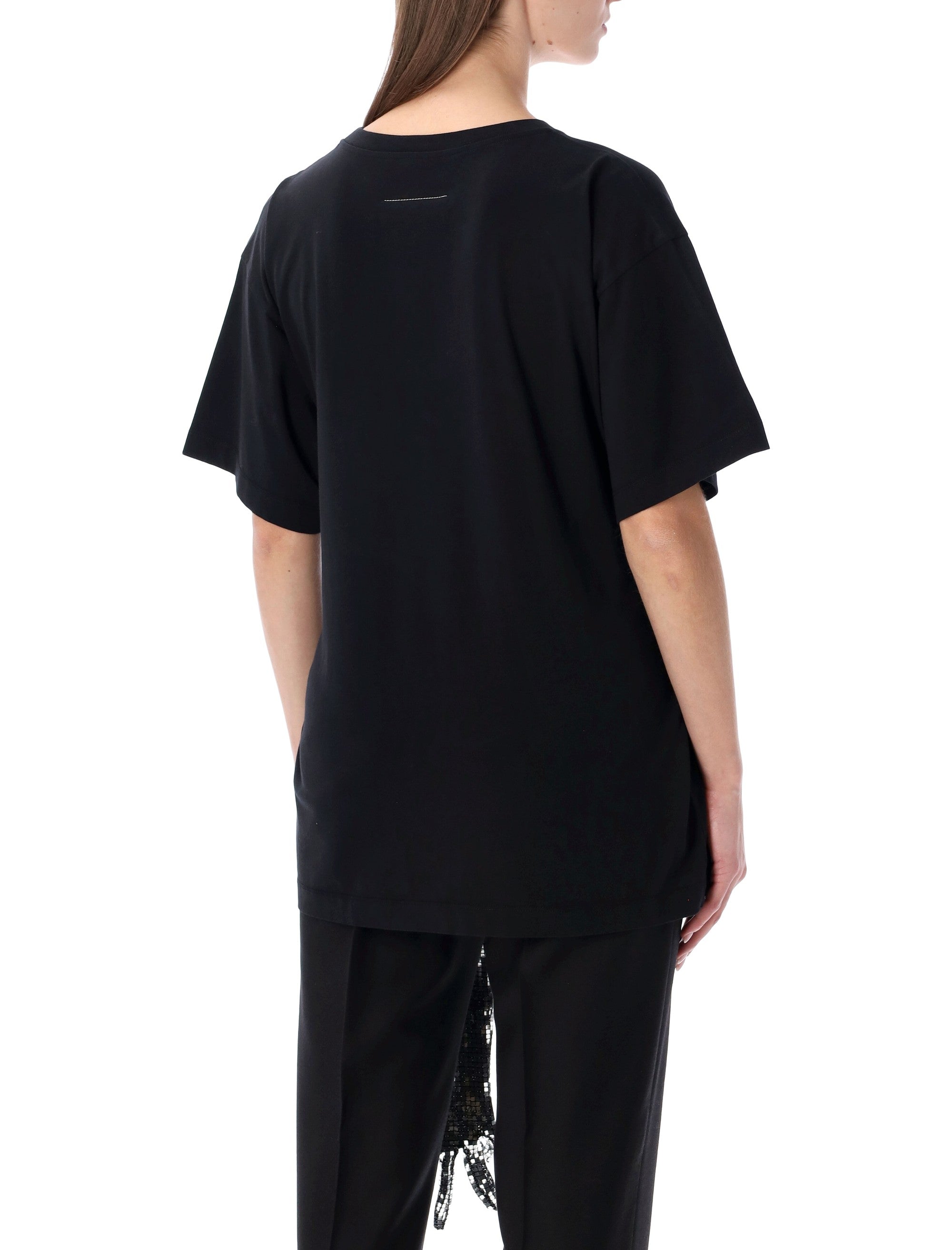 MM6 Maison Margiela botton t-shirt with sequin gloves Black Cotton Tshirt
