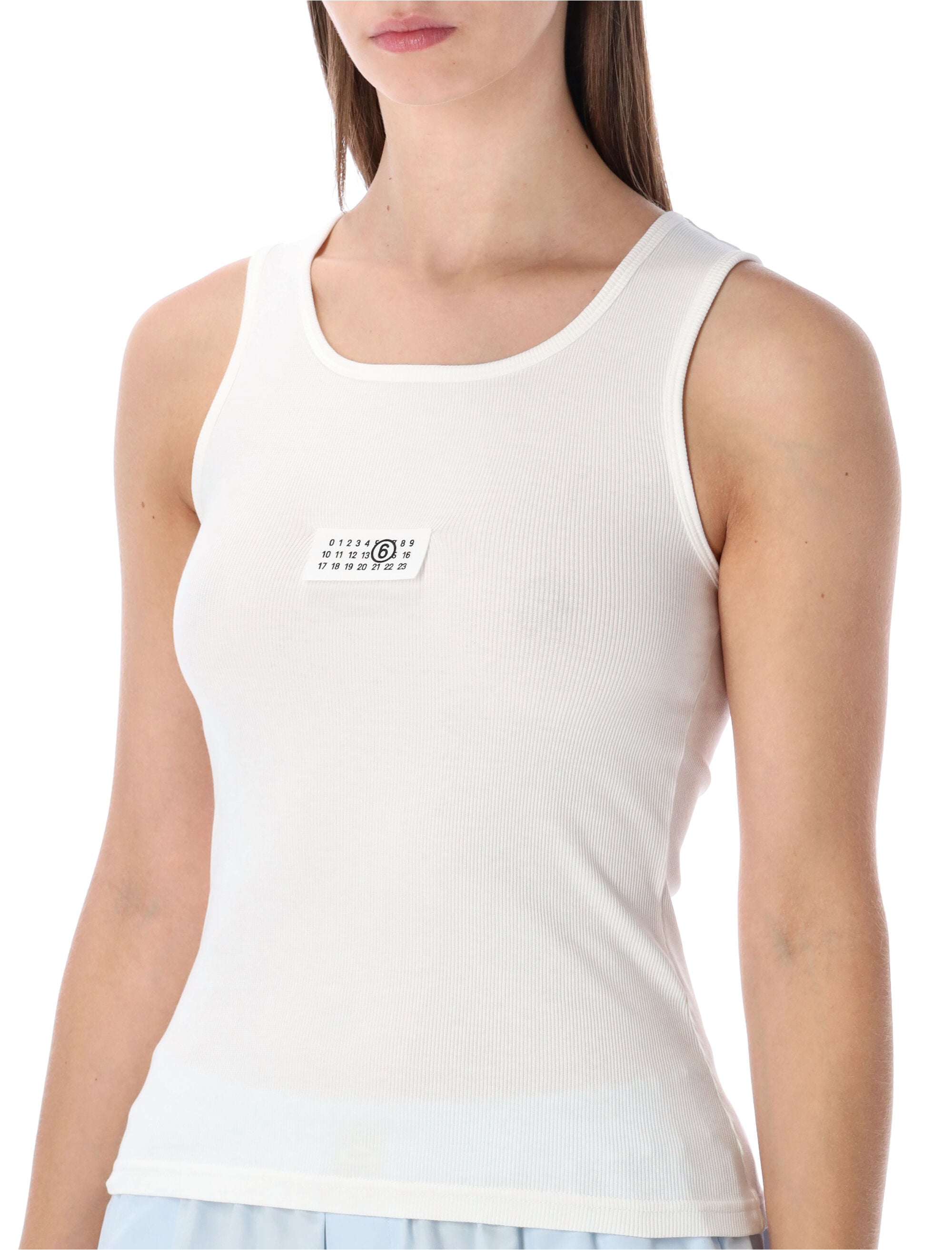 MM6 Maison Margiela ribbed jersey tank top White Cotton
